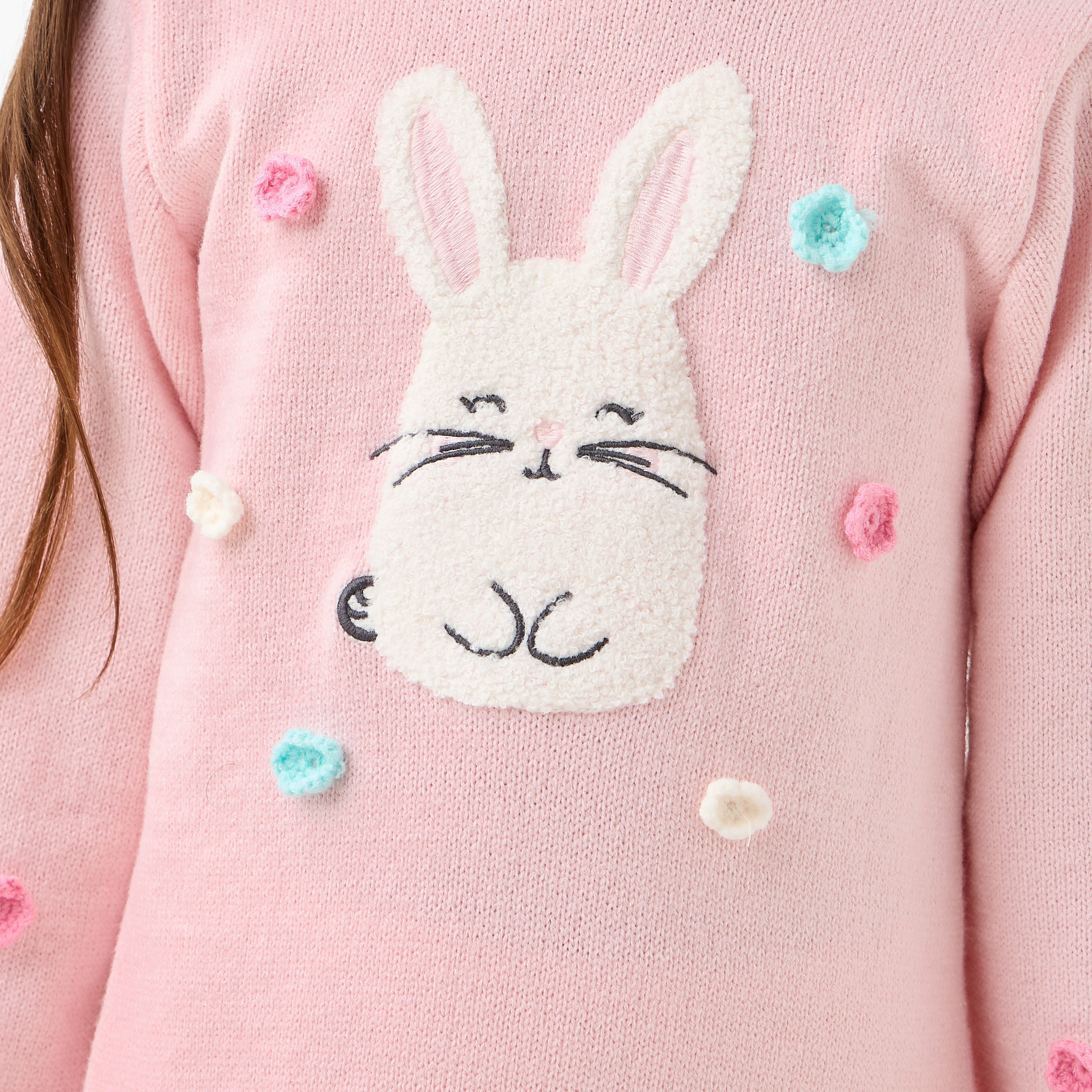 فستان مزين بأرنب وكشكش من جونيورز-girls-clothing-winterwear-dresses-image-1