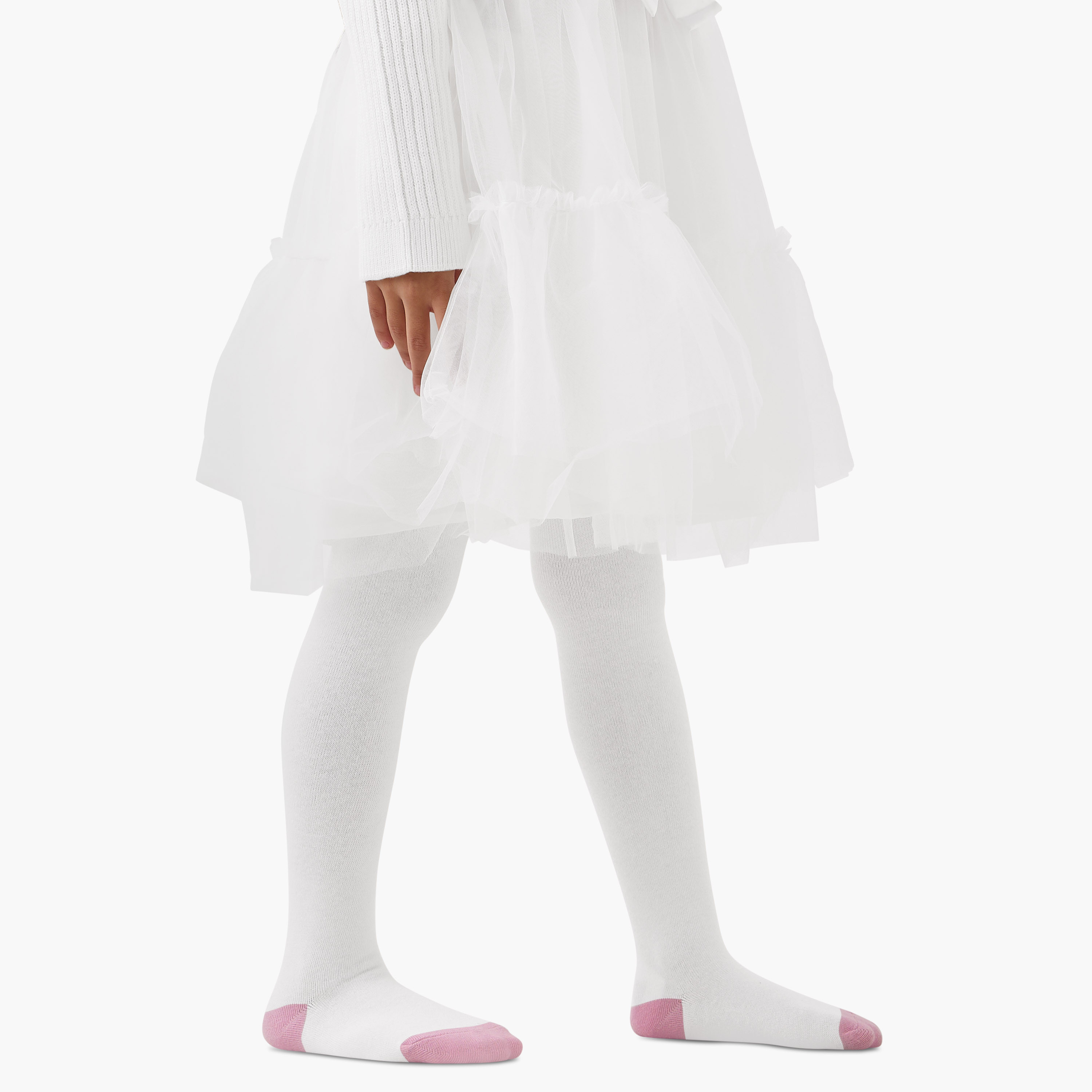 Juniors Ribbed Tulle Dress with Tights-girls-clothing-winterwear-dresses-image-3