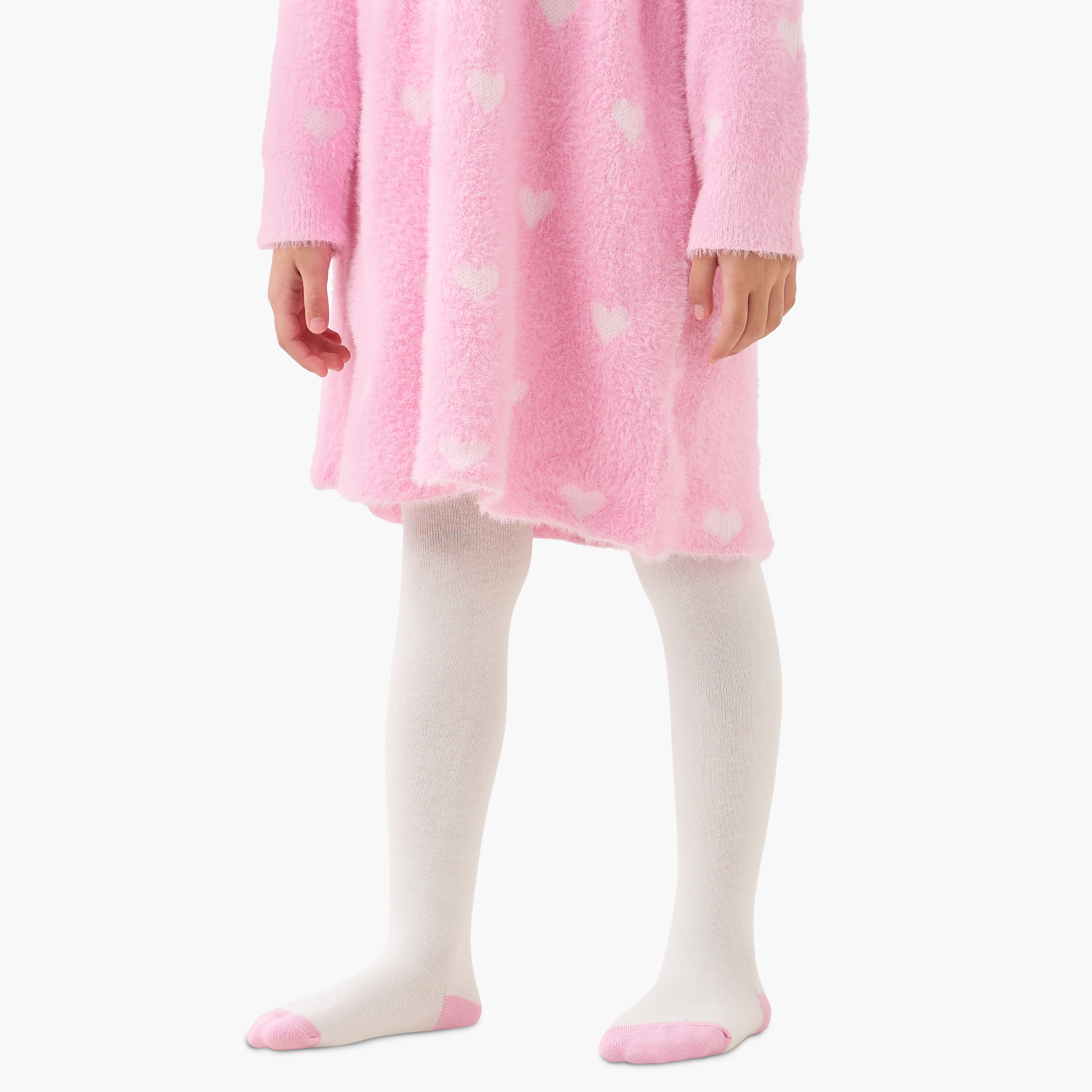 Juniors Heart Print Dress with Tights-girls-clothing-winterwear-dresses-image-3