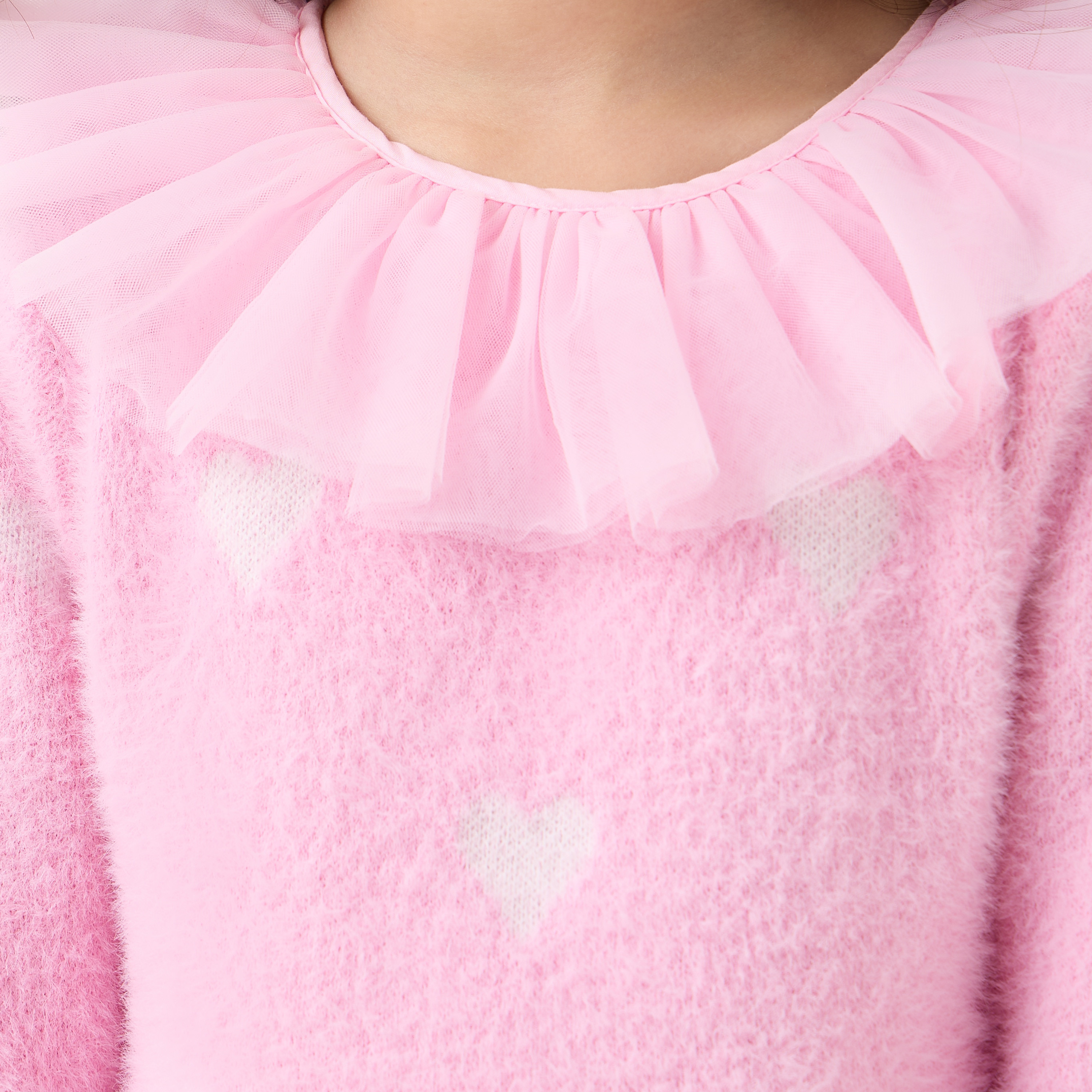 Juniors Heart Print Dress with Tights-girls-clothing-winterwear-dresses-image-6