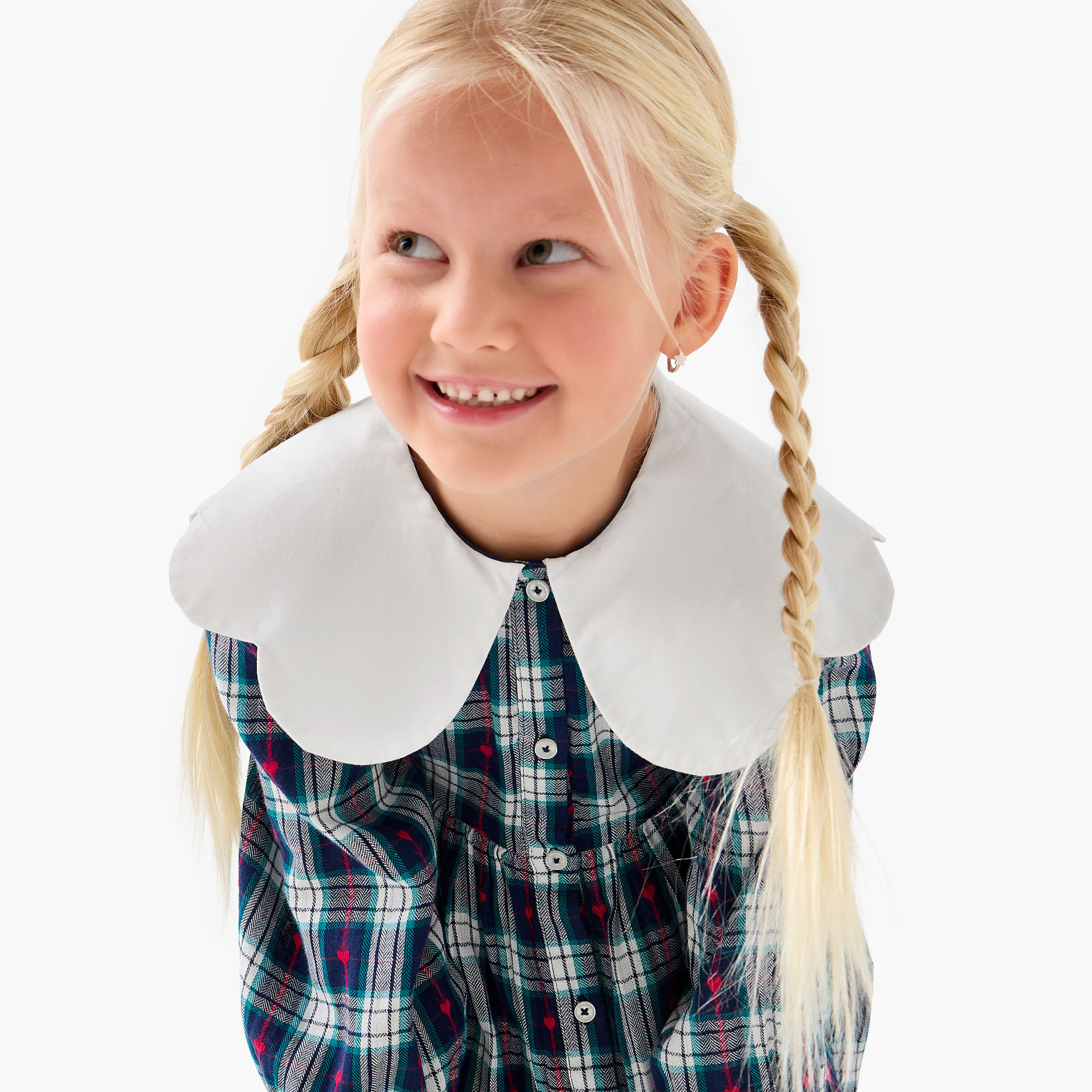 Juniors Peter Pan Collar Long Sleeves Knee Length Dress with Heart Print-girls-clothing-dressesandjumpsuits-image-4
