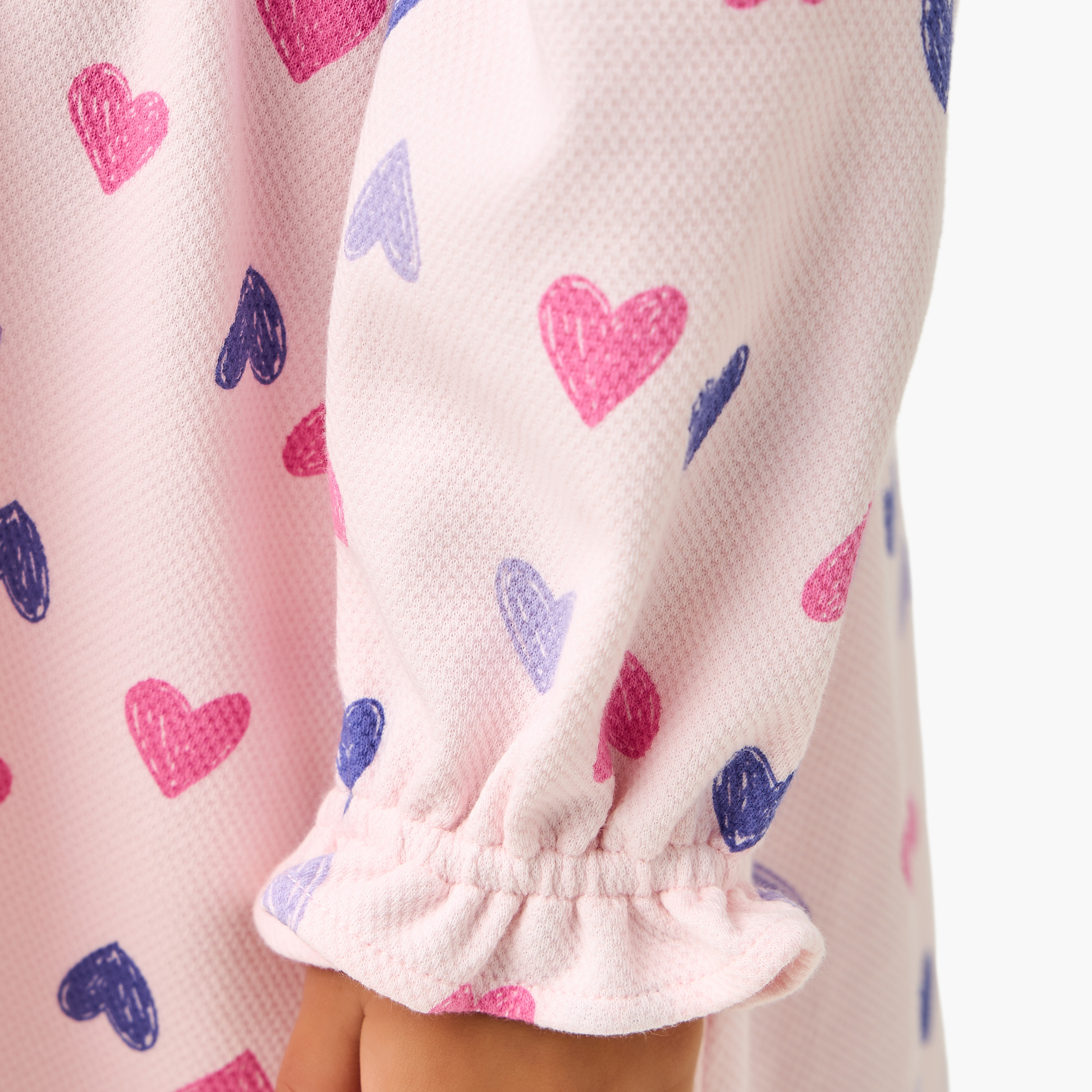 Juniors Sailor Collar Long Sleeves Dress with Heart Print-girls-clothing-dressesandjumpsuits-image-5