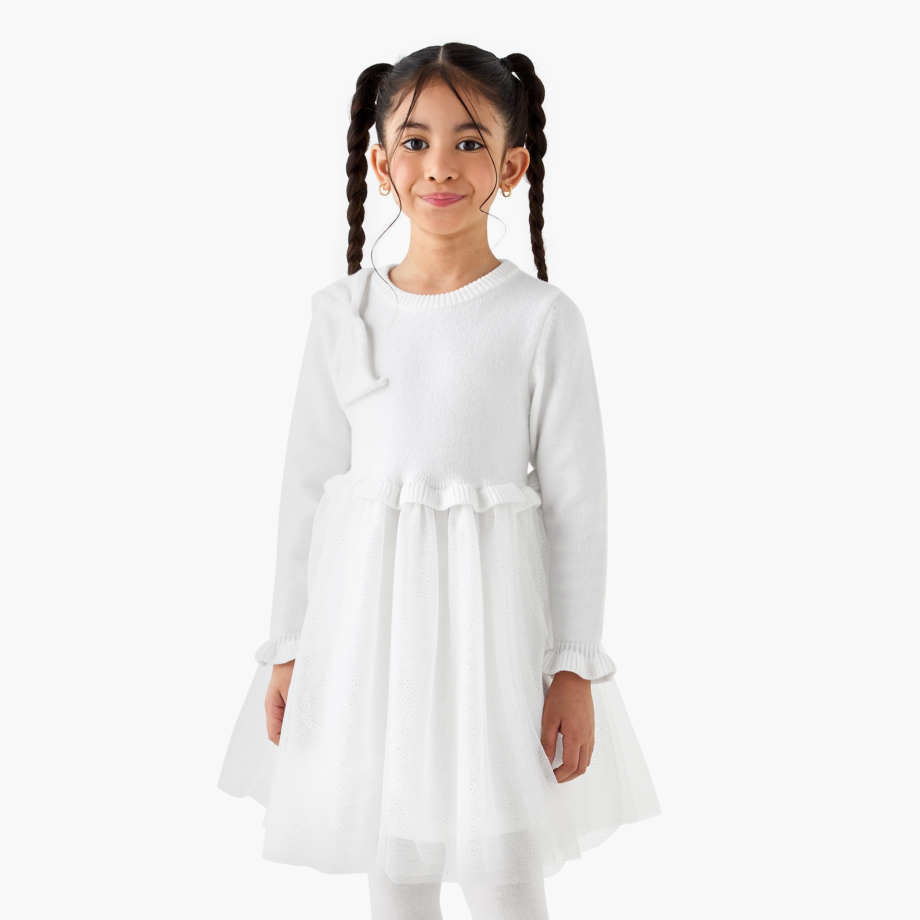 Juniors Glitter Embellished Tulle Dress with Tights-girls-clothing-dressesandjumpsuits-image-2