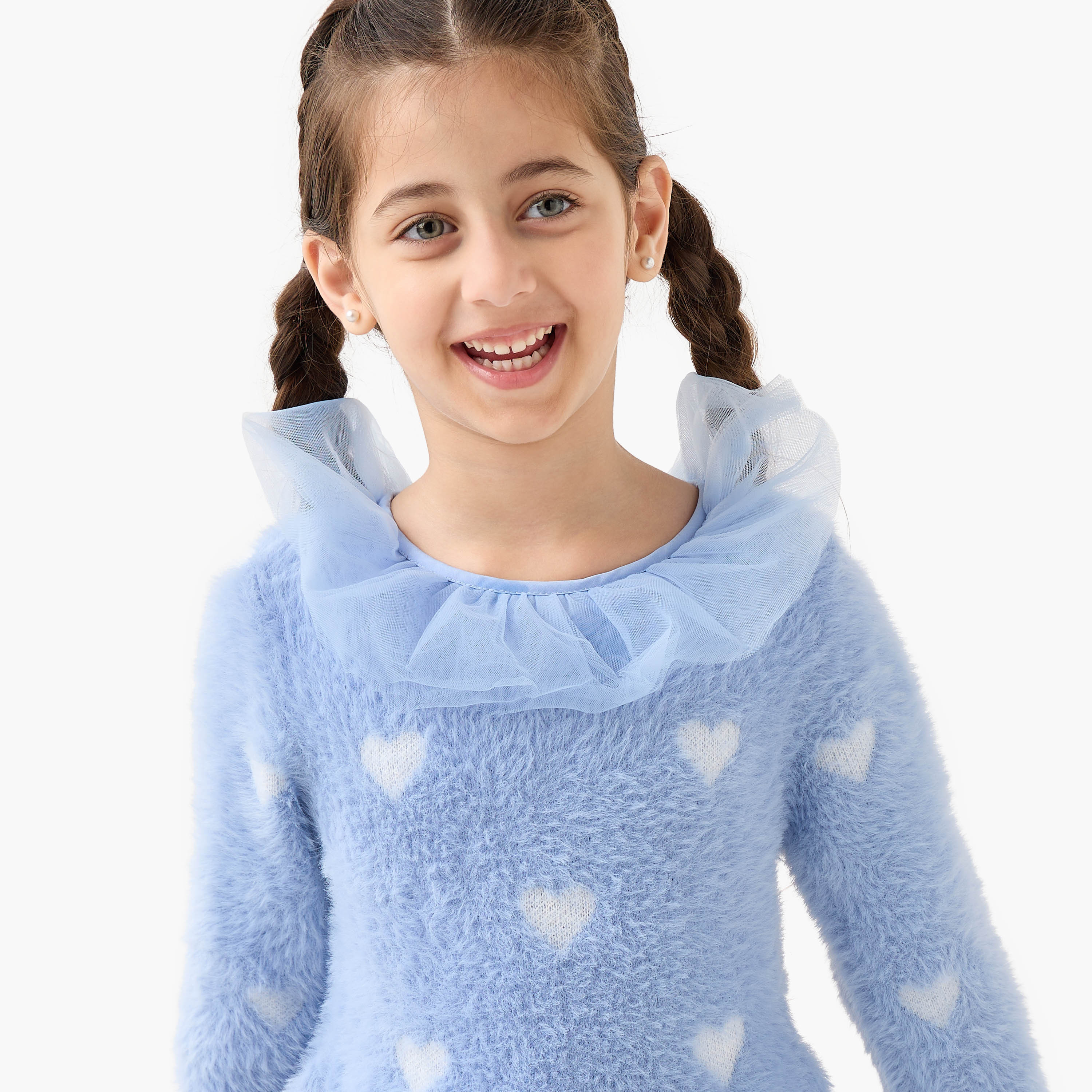 Juniors Heart Print Dress with Tights-girls-clothing-winterwear-dresses-image-5