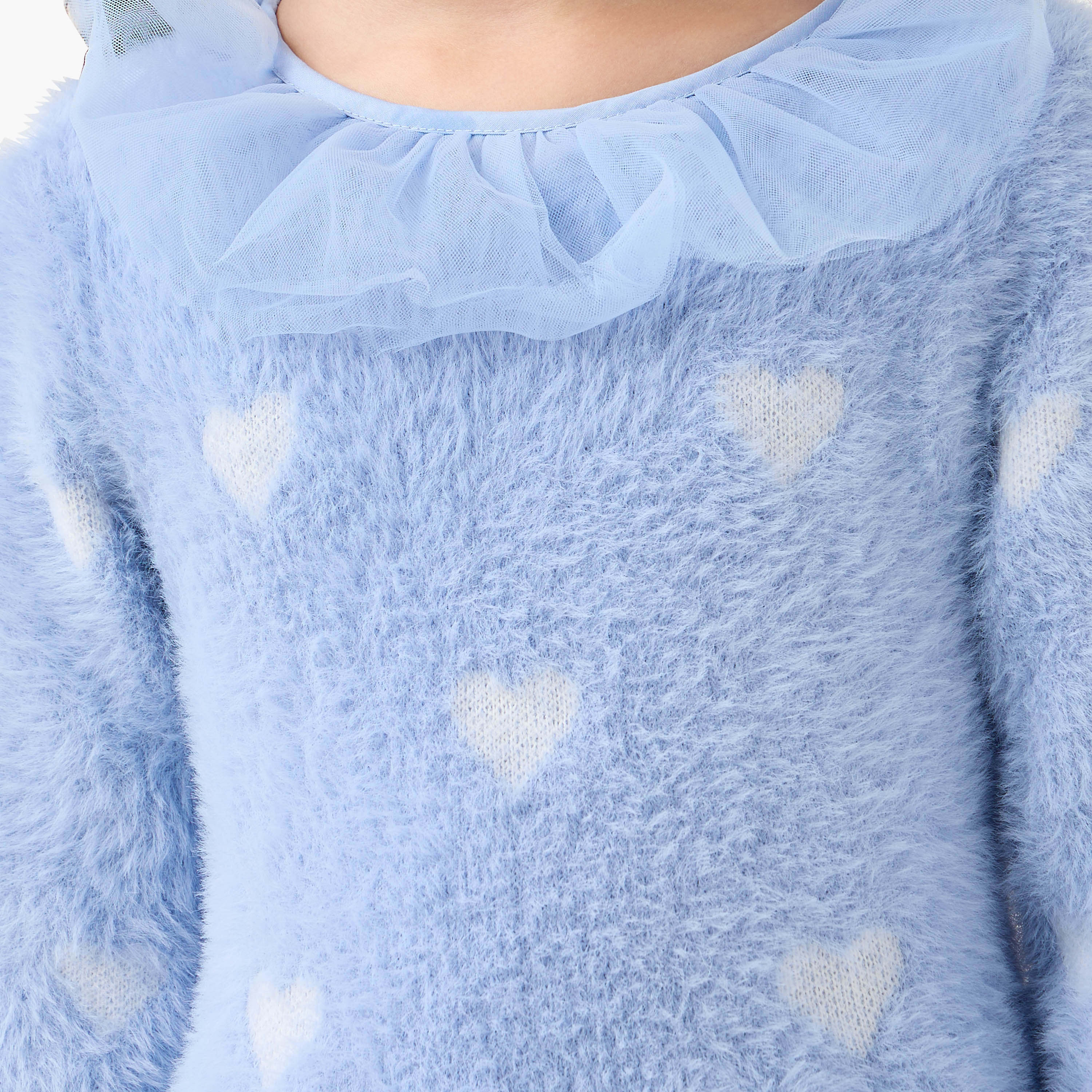 Juniors Heart Print Dress with Tights-girls-clothing-winterwear-dresses-image-6
