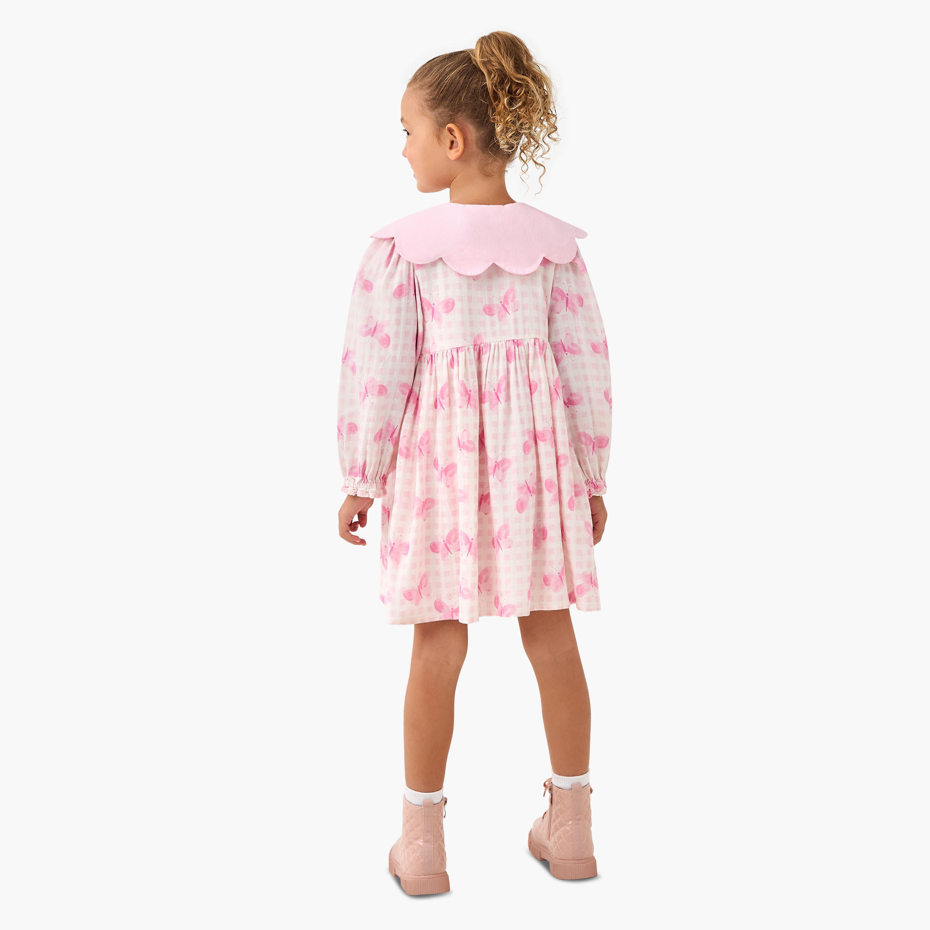 فستان بياقة بحار وأكمام طويلة وطبعات فراشة من جونيورز-girls-clothing-dressesandjumpsuits-image-3