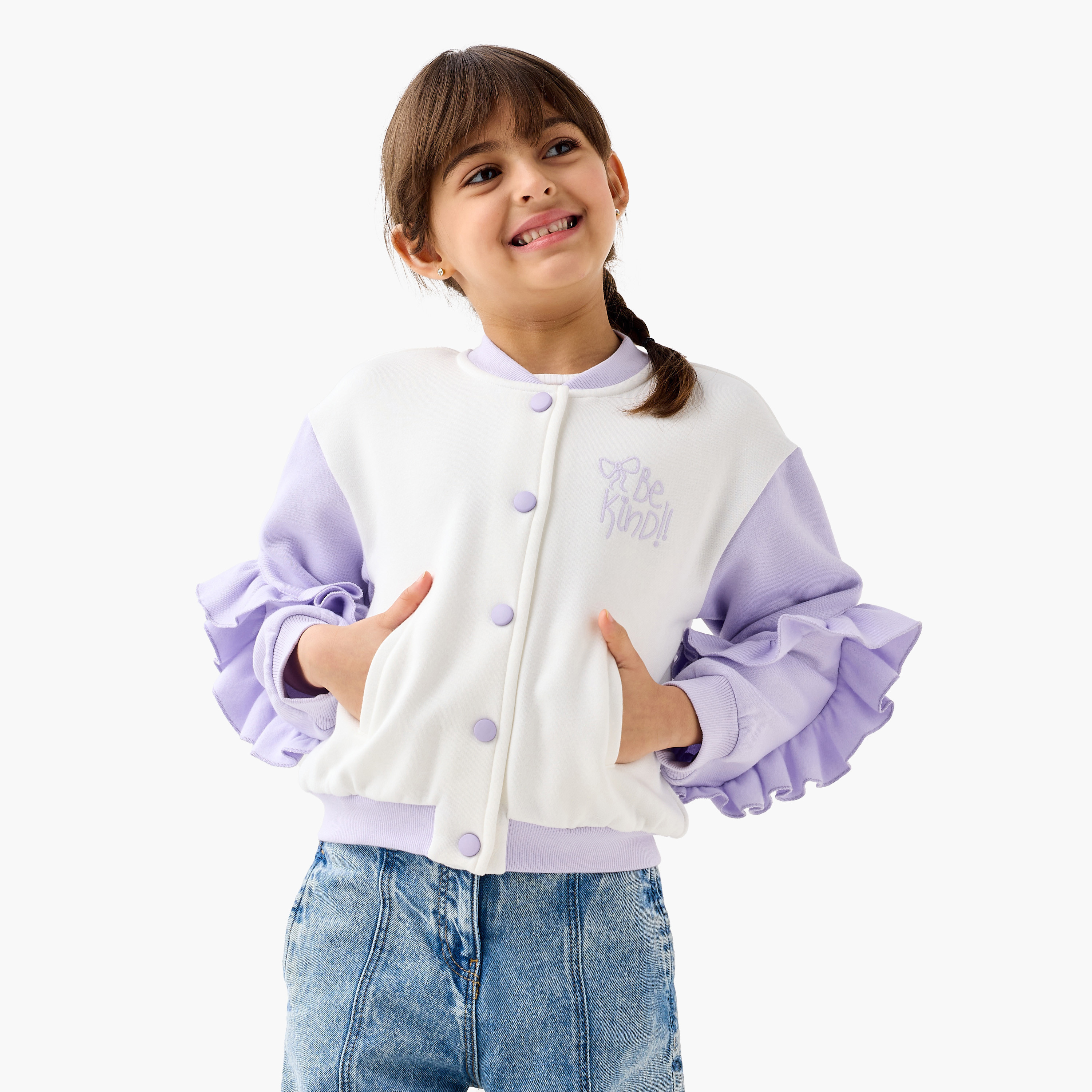 Juniors Ruffled Button Through Jacket with Pockets-baby-girls-clothing-jacketsandcoats-image-1