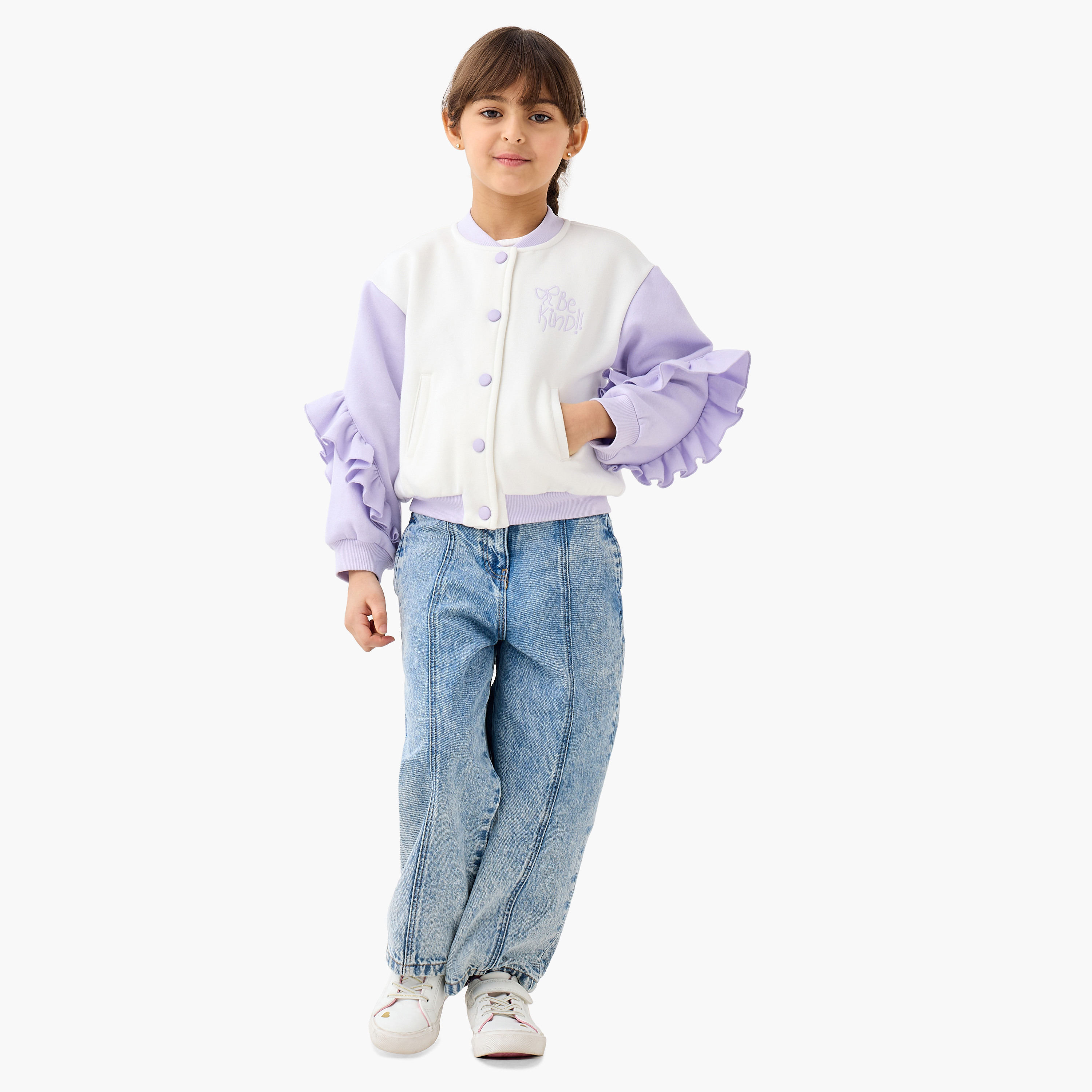 Juniors Ruffled Button Through Jacket with Pockets-baby-girls-clothing-jacketsandcoats-image-2