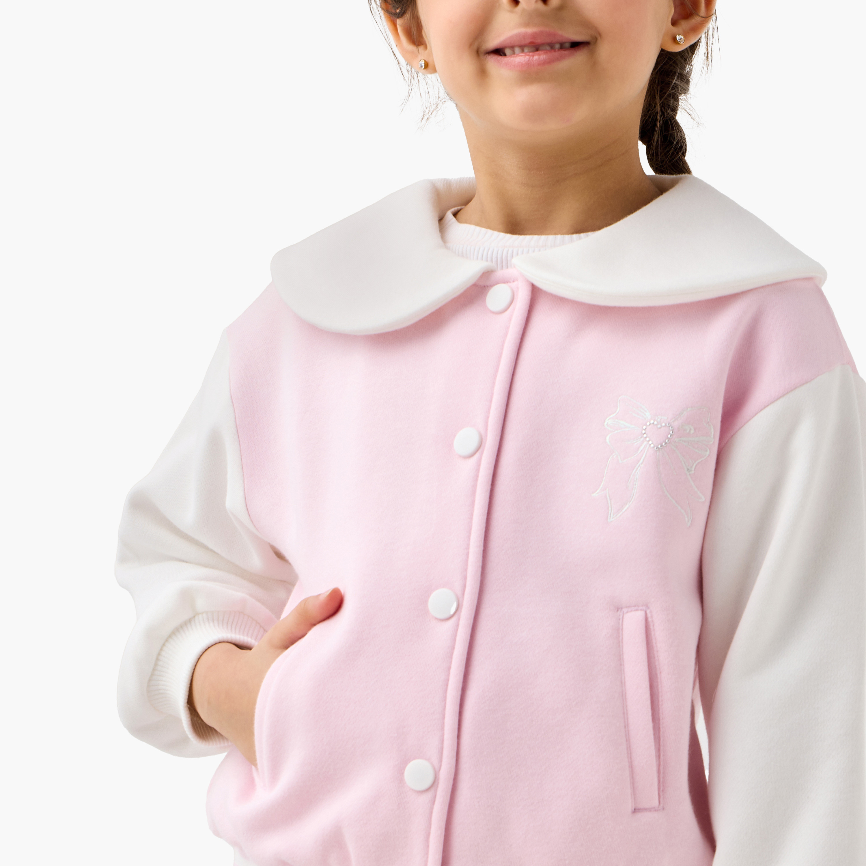 Juniors Colourblock Jacket with Peter Pan Collar and Snap Button Closure-baby-girls-clothing-jacketsandcoats-image-6