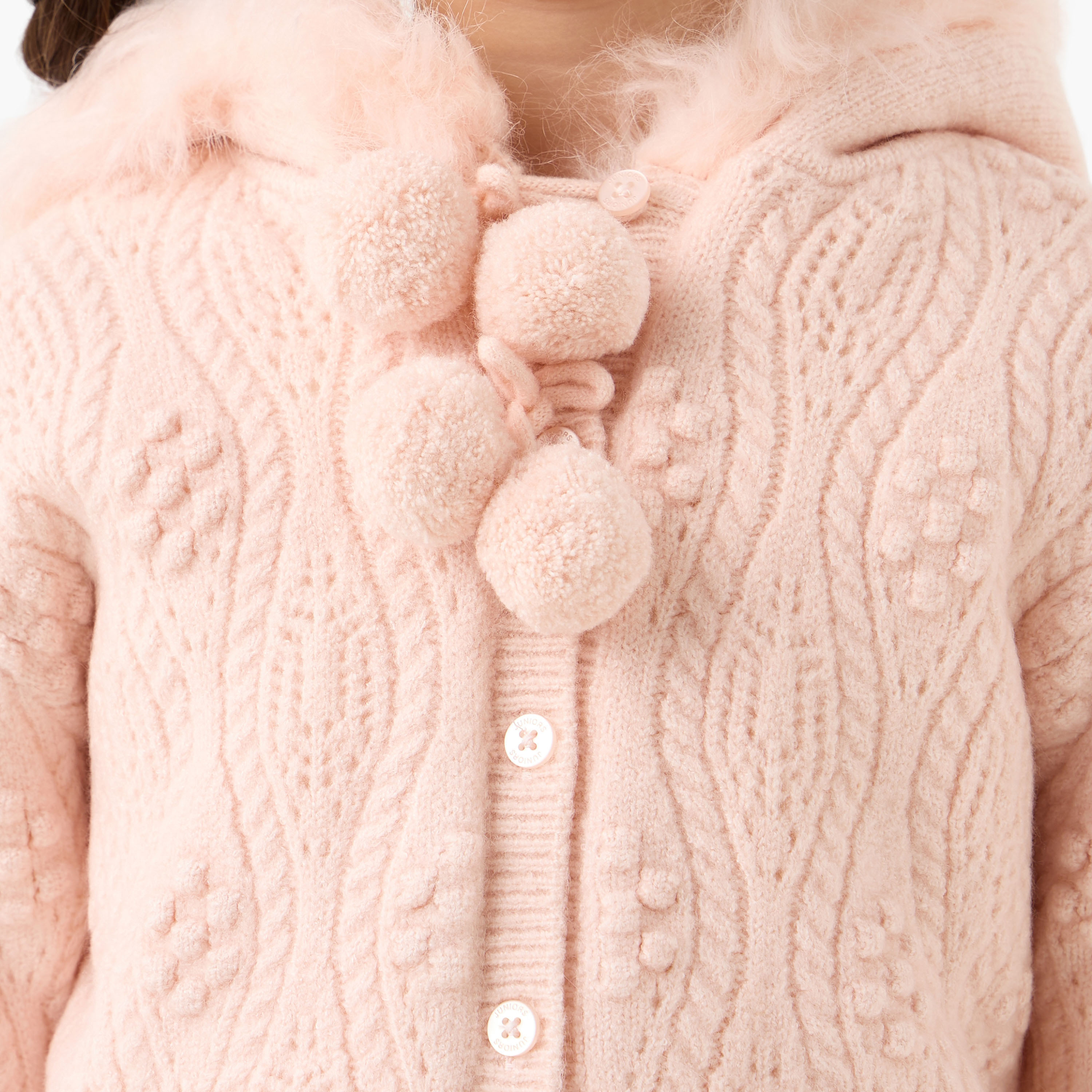 كارديجان بارز الملمس بقبعة وأكمام طويلة من جونيورز-girls-clothing-winterwear-jumpersandcardigans-image-5
