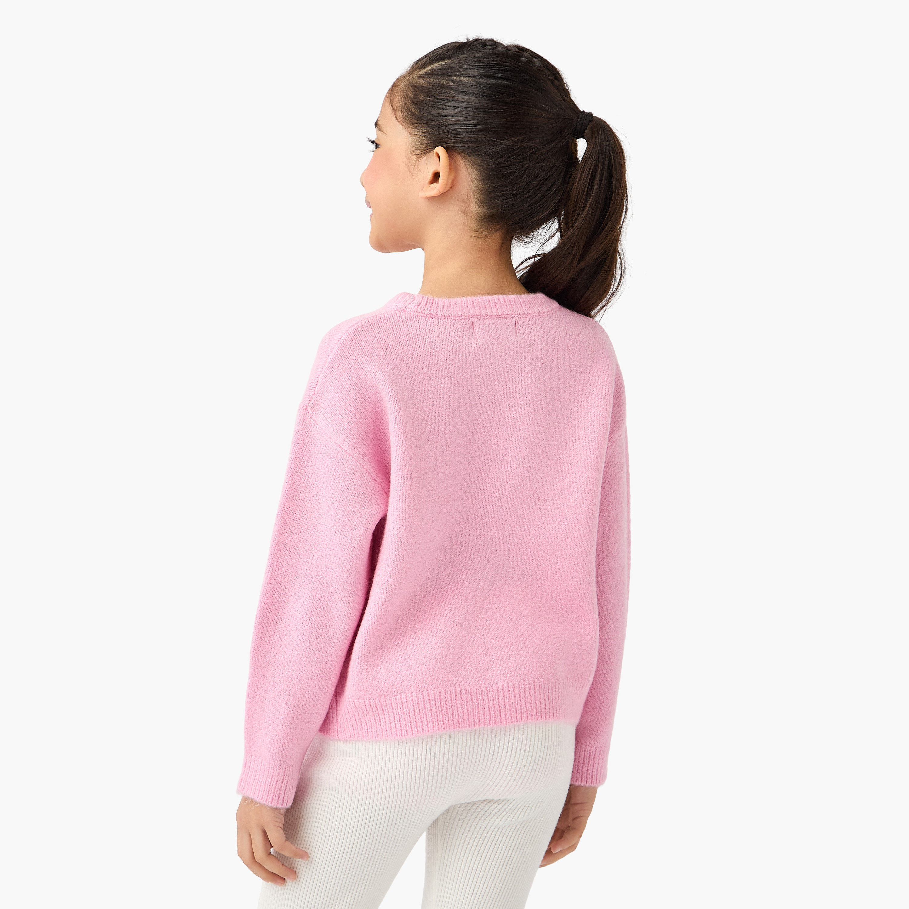 كنزة بأكمام طويلة مزينة بتفاصيل قطة من جونيورز-girls-clothing-winterwear-jumpersandcardigans-image-3