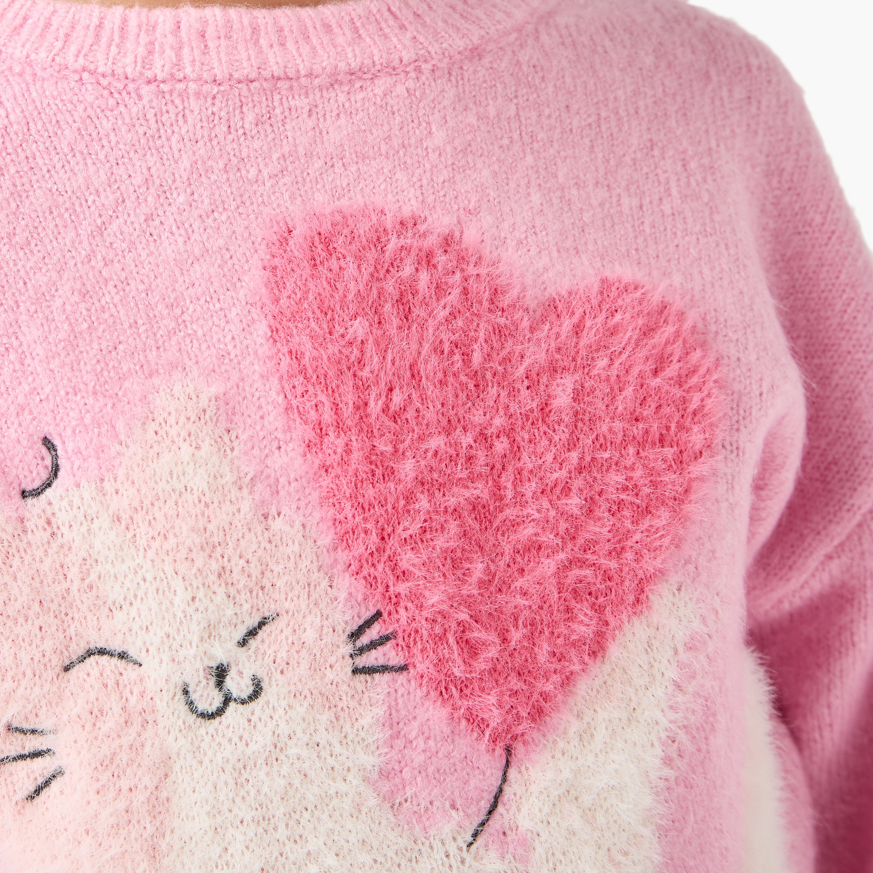 كنزة بأكمام طويلة مزينة بتفاصيل قطة من جونيورز-girls-clothing-winterwear-jumpersandcardigans-image-5
