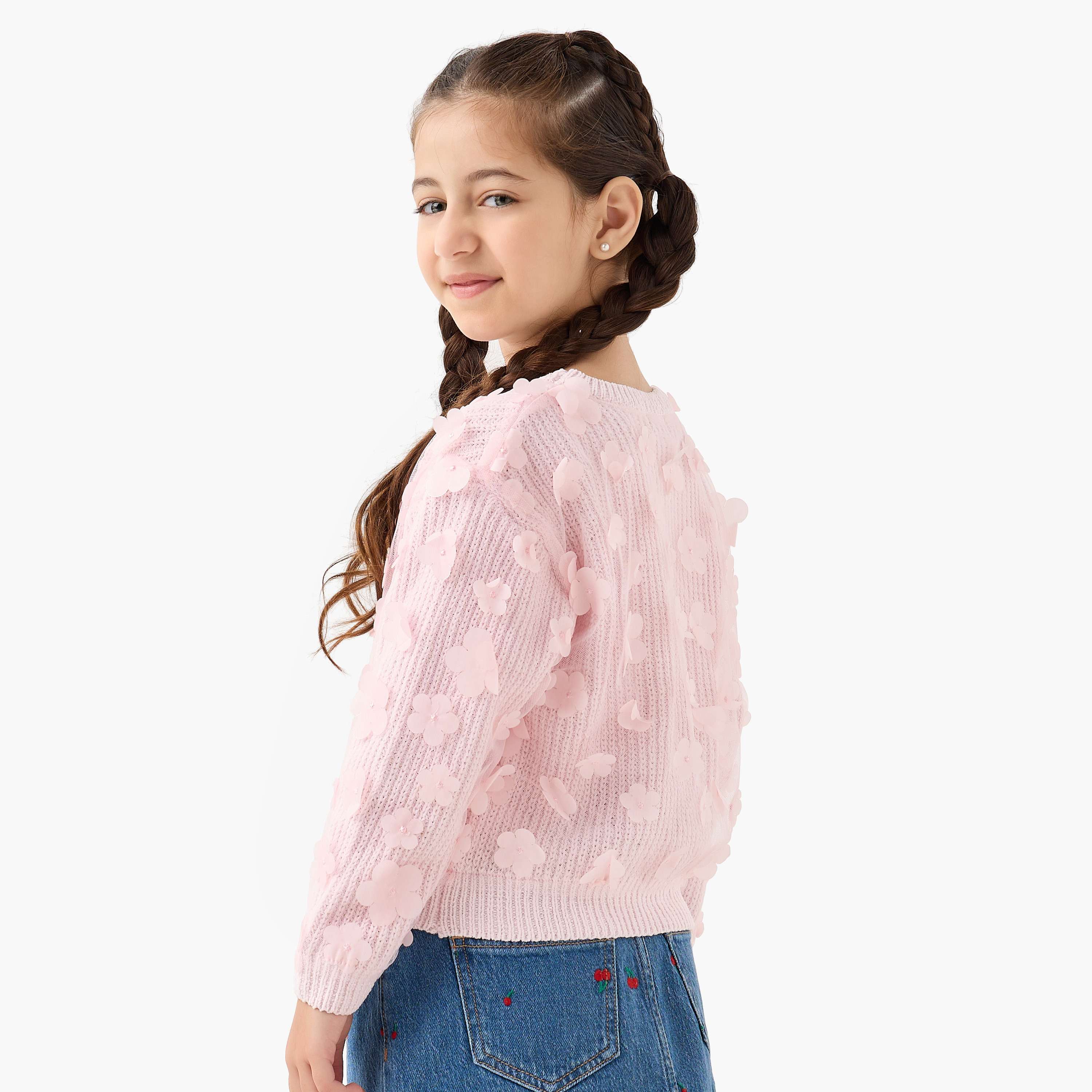 Juniors Floral Accent Pullover with Long Sleeves-girls-clothing-winterwear-jumpersandcardigans-image-3