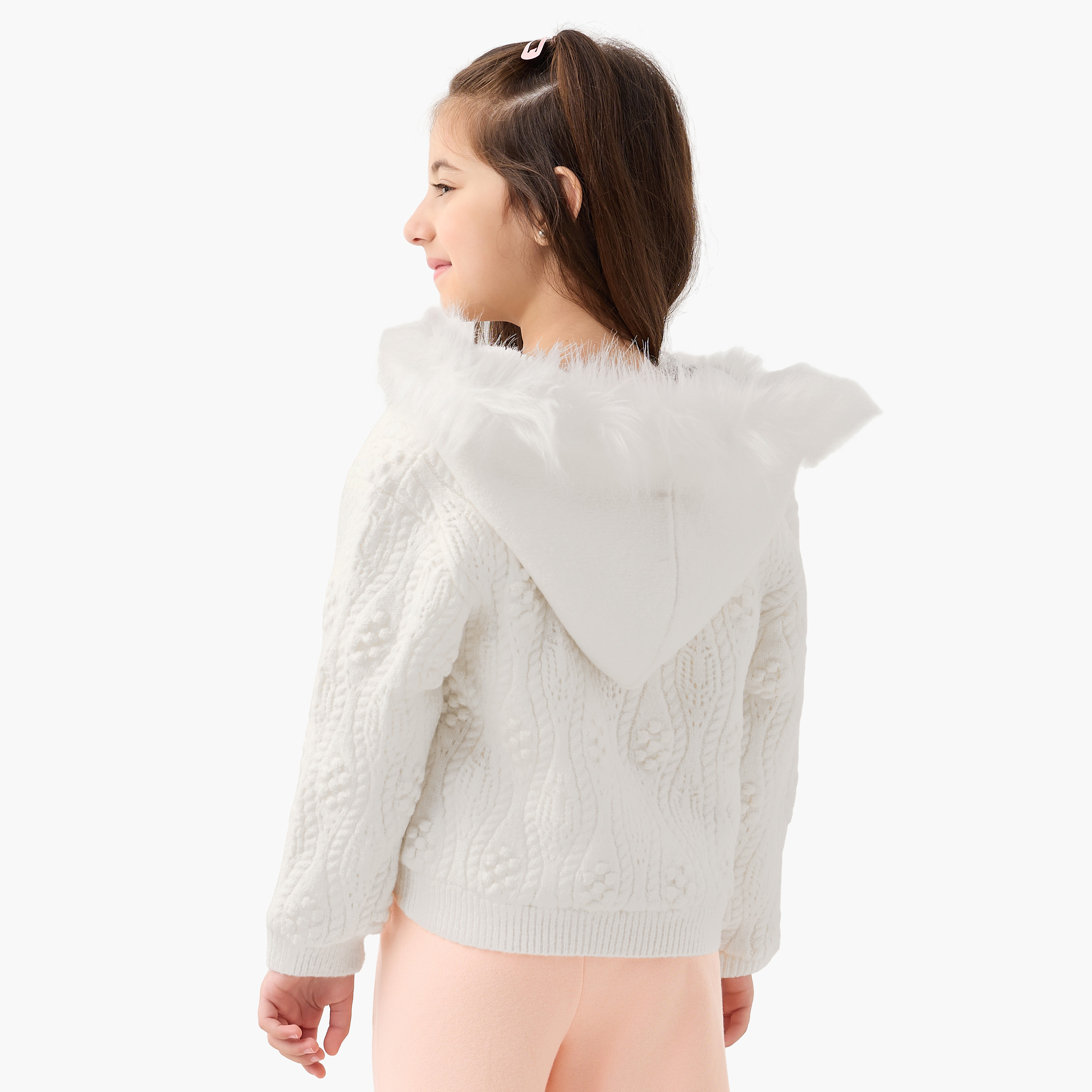 كارديجان بارز الملمس بقبعة وأكمام طويلة من جونيورز-girls-clothing-jumpersandcardigans-image-3