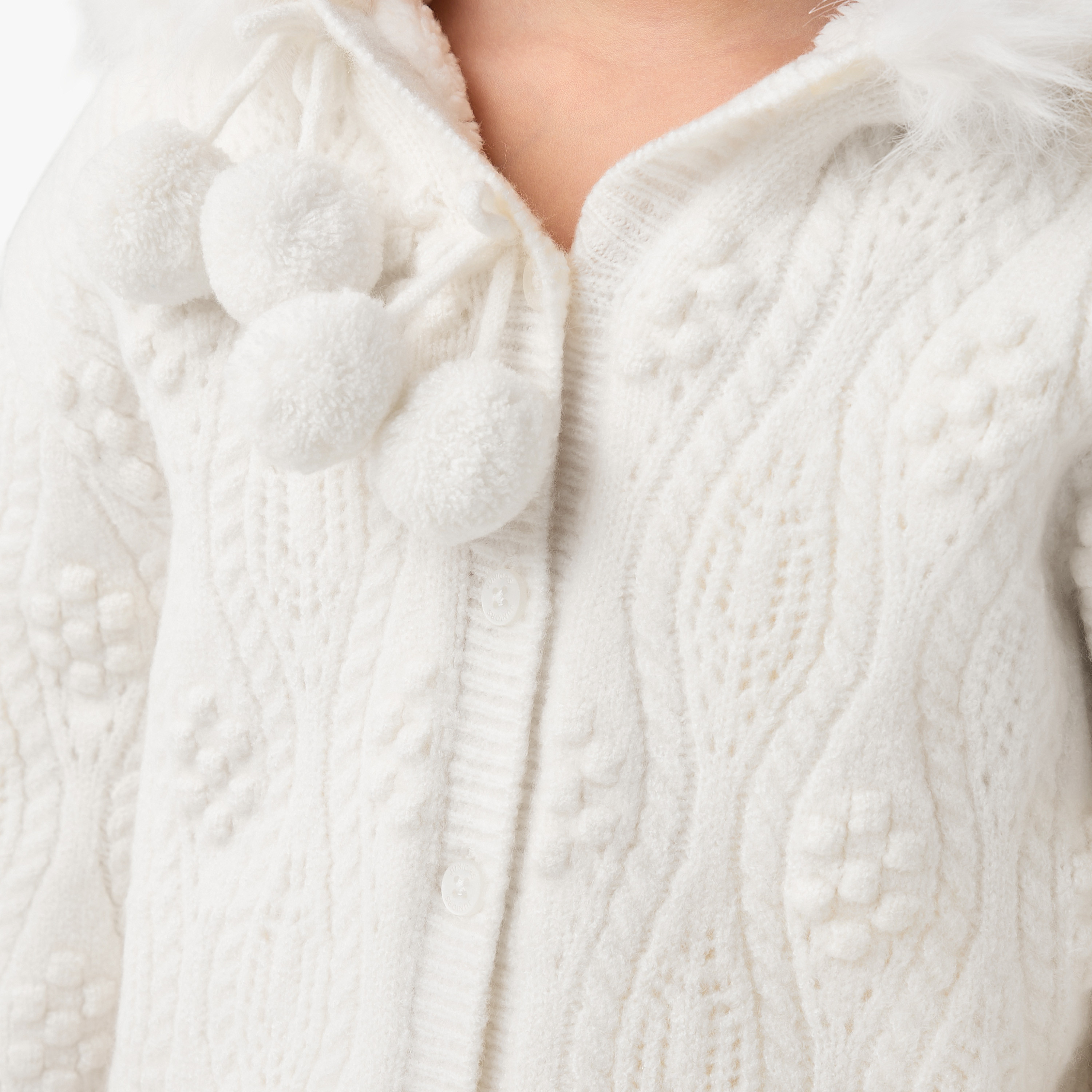 Juniors Textured Hooded Cardigan with Long Sleeves-girls-clothing-winterwear-jumpersandcardigans-image-5