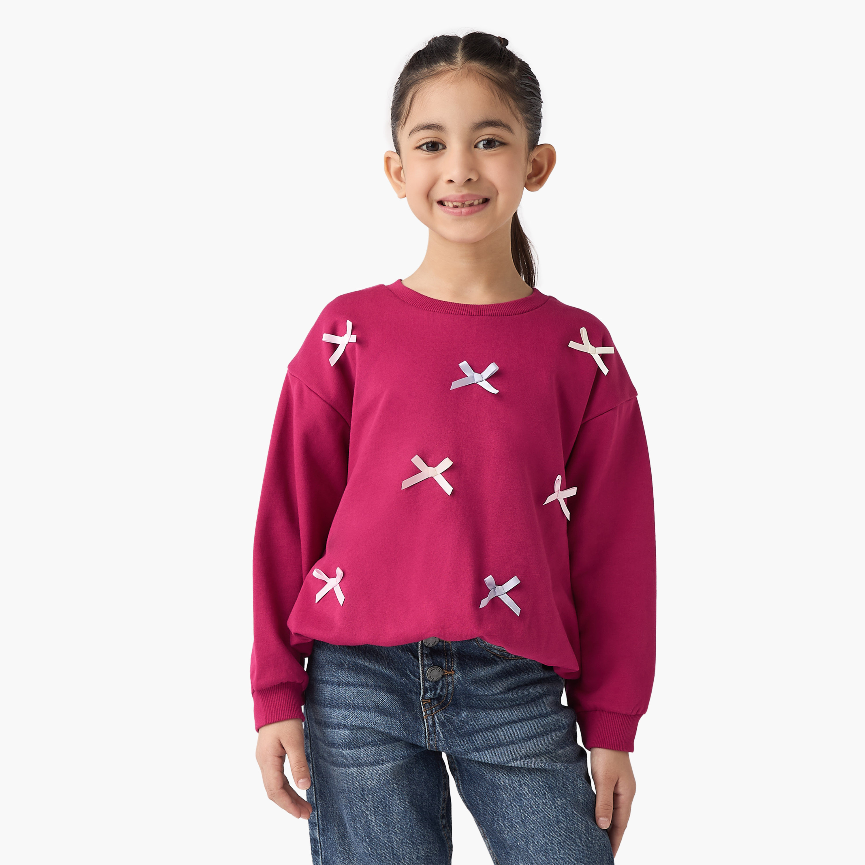 Juniors Bow Applique Sweatshirt-baby-girls-clothing-sweatshirts-image-1