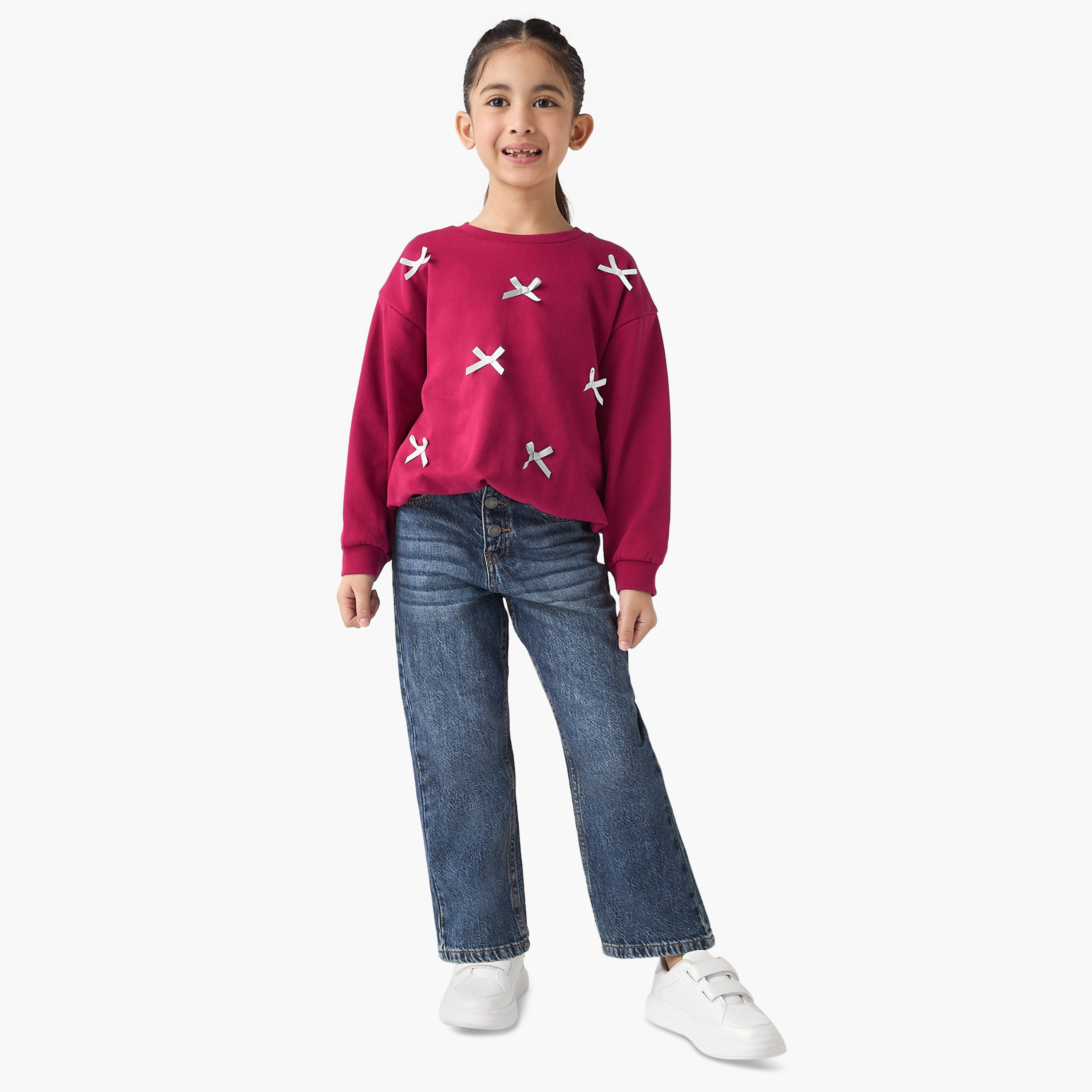 Juniors Bow Applique Sweatshirt-baby-girls-clothing-sweatshirts-image-2