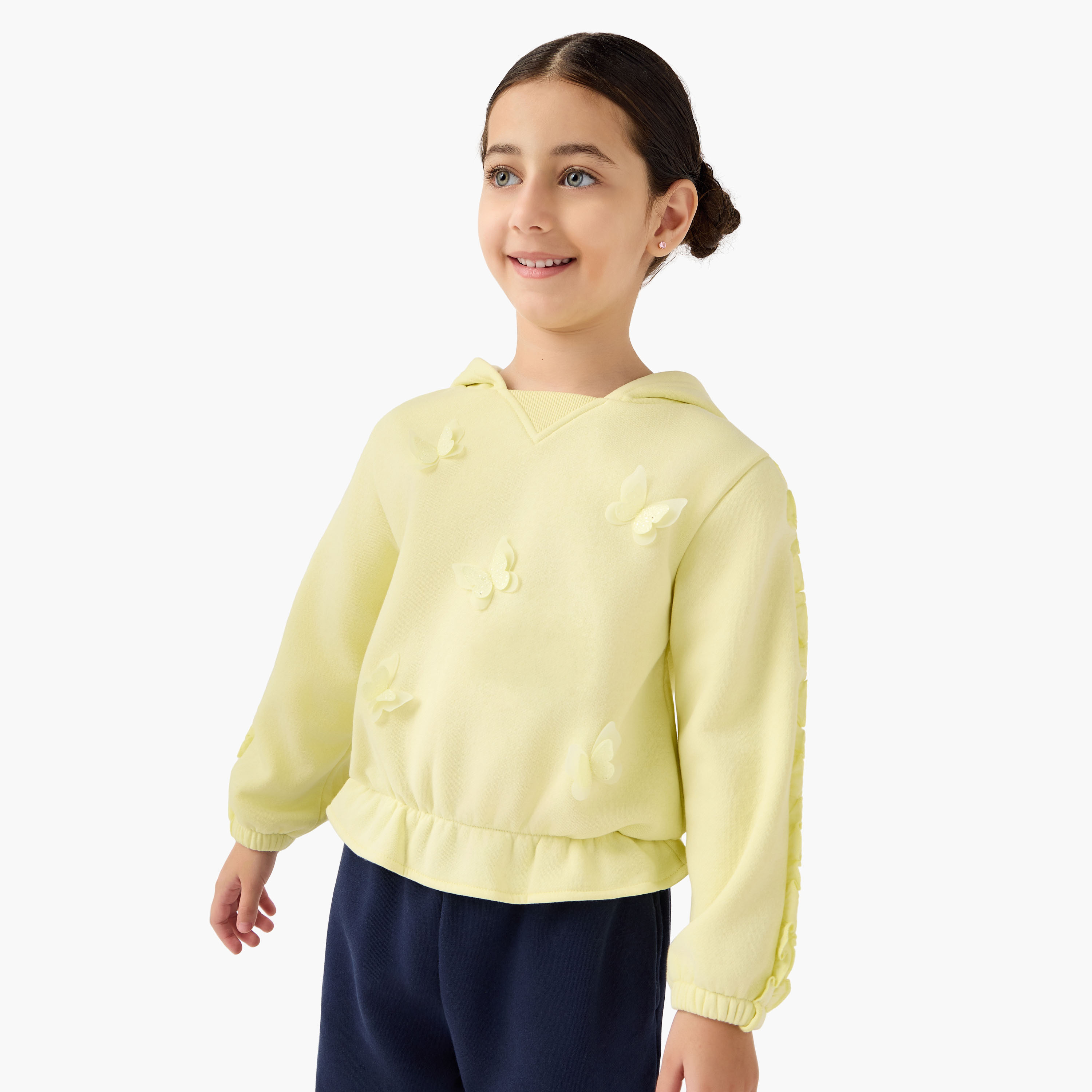 Juniors Butterfly Accent Hooded Pullover with Long Sleeves-baby-girls-clothing-sweatshirts-image-1