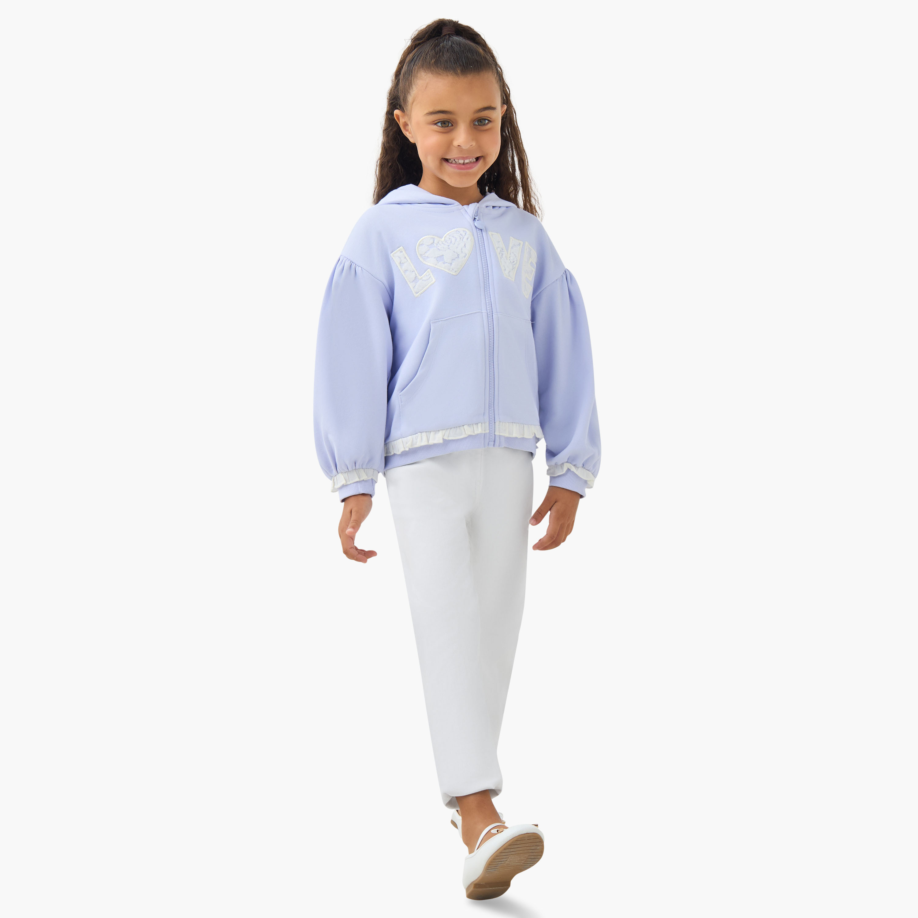Juniors Girls Hooded Sweatshirt with Lace Inserts - Cotton - Long Sleeves-girls-clothing-sweatshirts-image-2