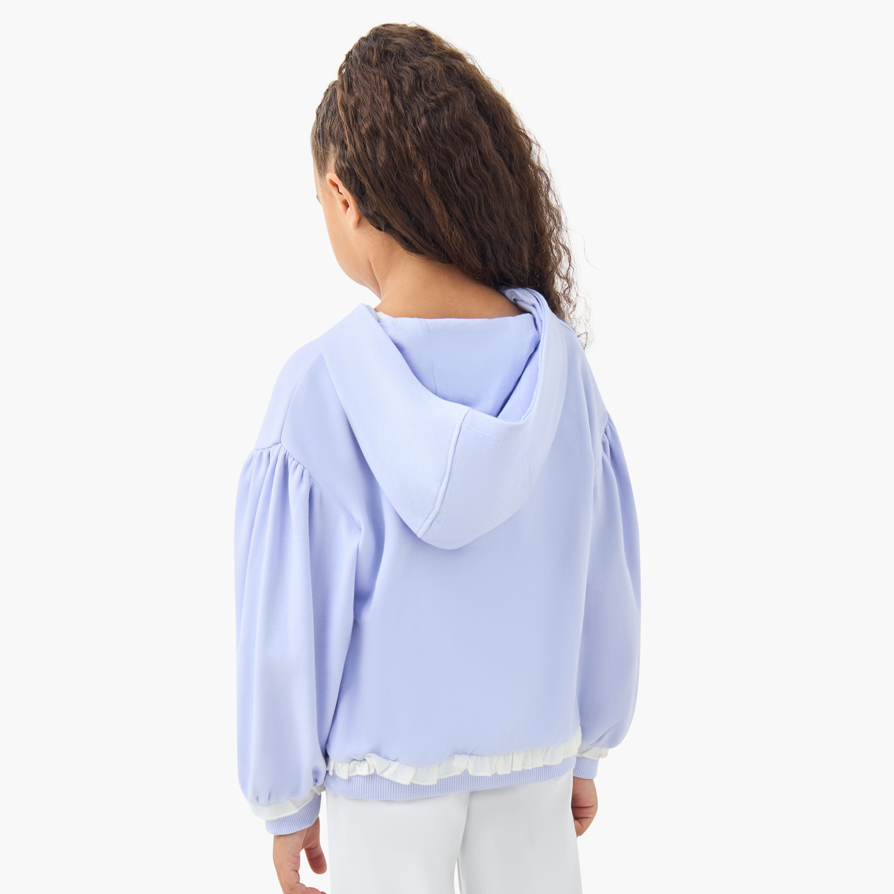Juniors Girls Hooded Sweatshirt with Lace Inserts - Cotton - Long Sleeves-girls-clothing-sweatshirts-image-3