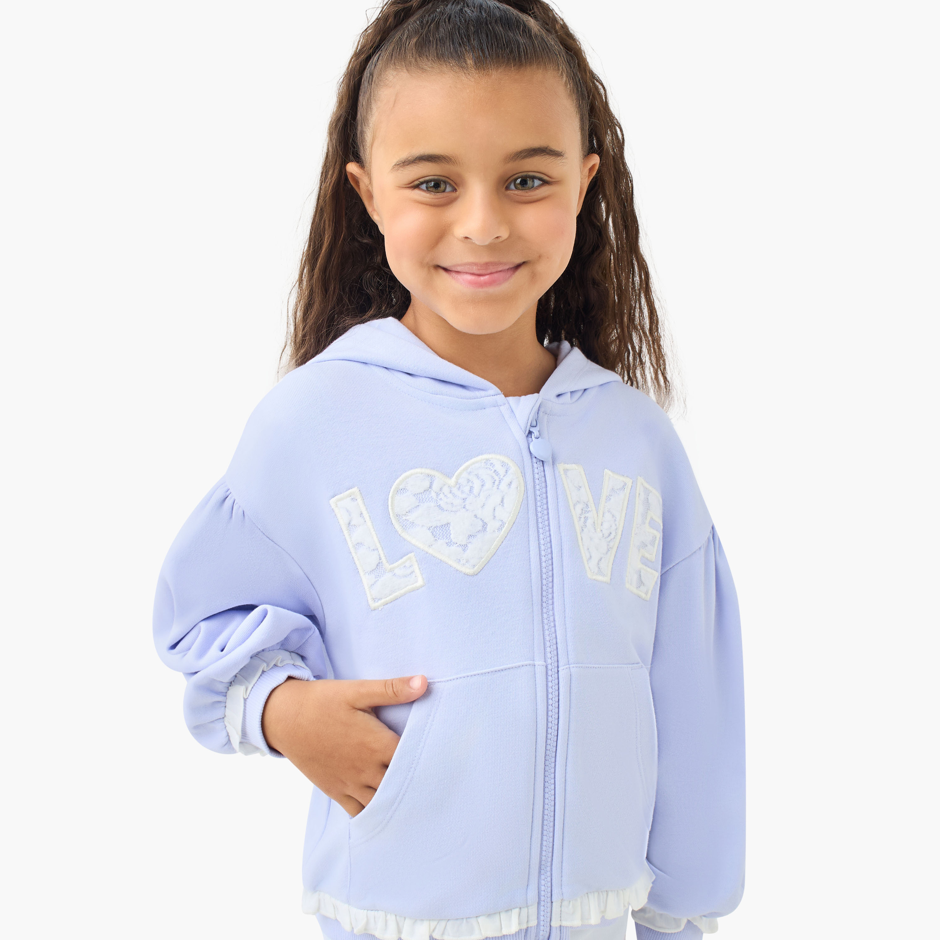 Juniors Girls Hooded Sweatshirt with Lace Inserts - Cotton - Long Sleeves-girls-clothing-sweatshirts-image-4