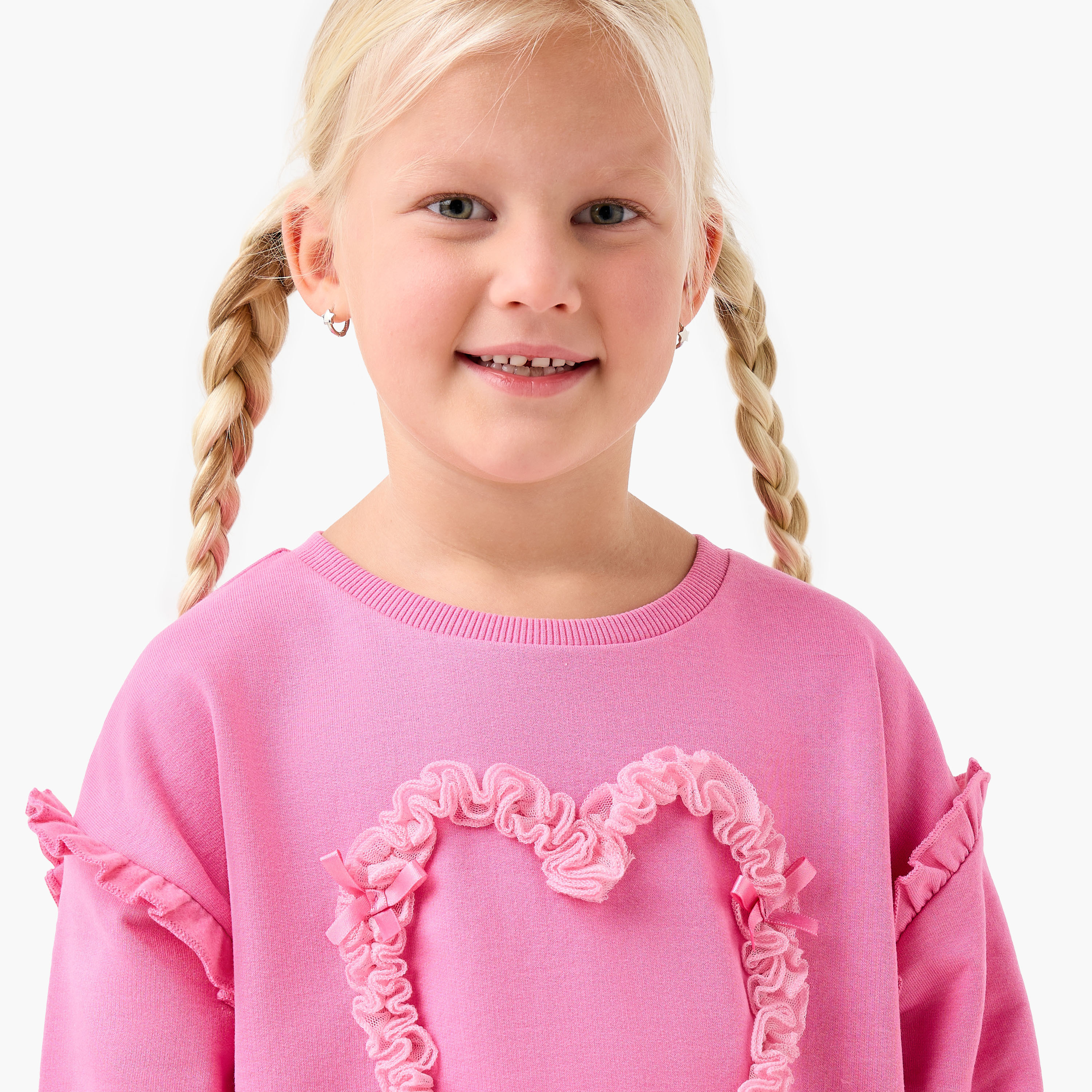سويت شيرت بأكمام طويلة وزينة قلب من جونيورز-baby-girls-clothing-winterwear-sweatshirts-image-2