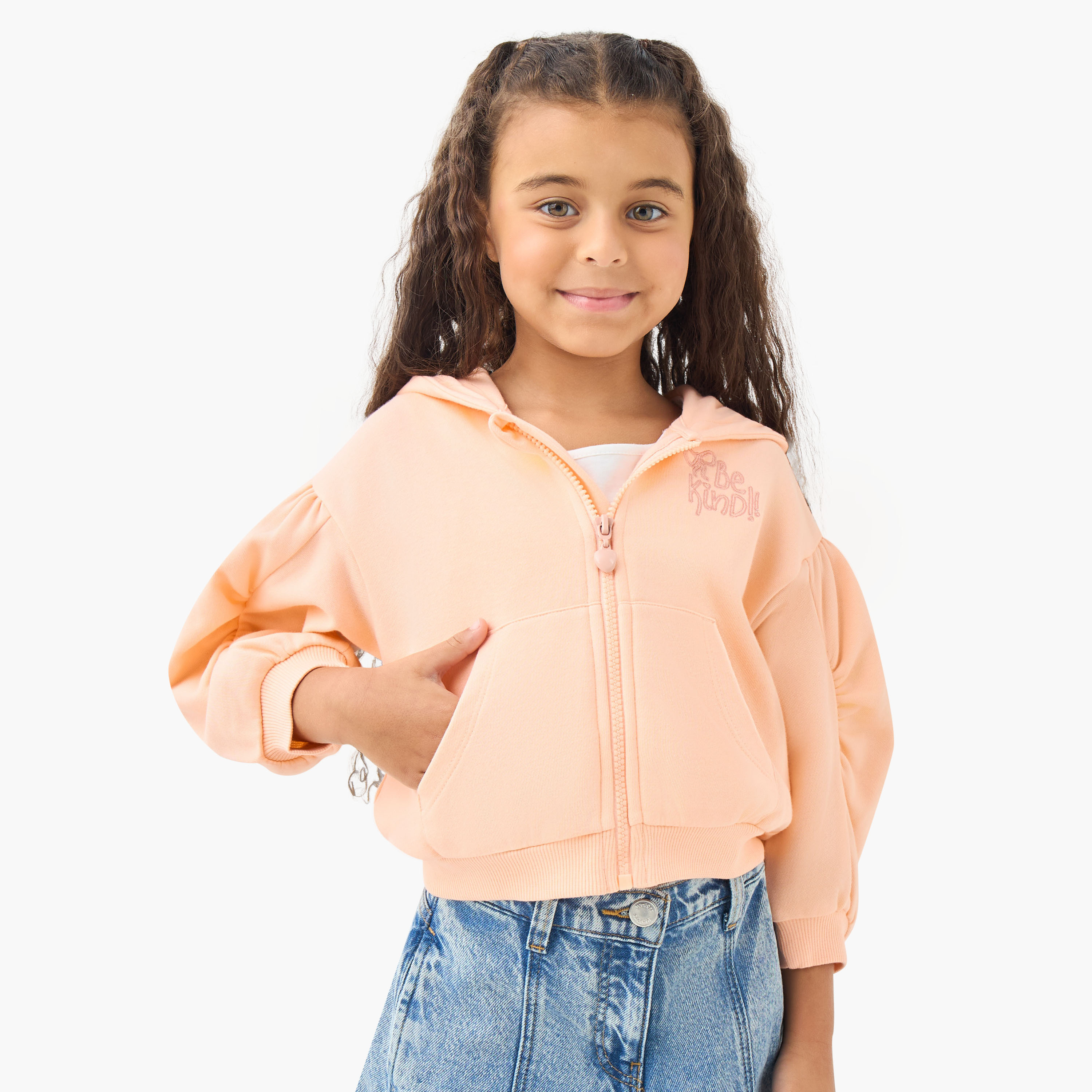 Juniors Girls Hooded Sweatshirt with Embroidery - Long Sleeves-baby-girls-clothing-winterwear-sweatshirts-image-1