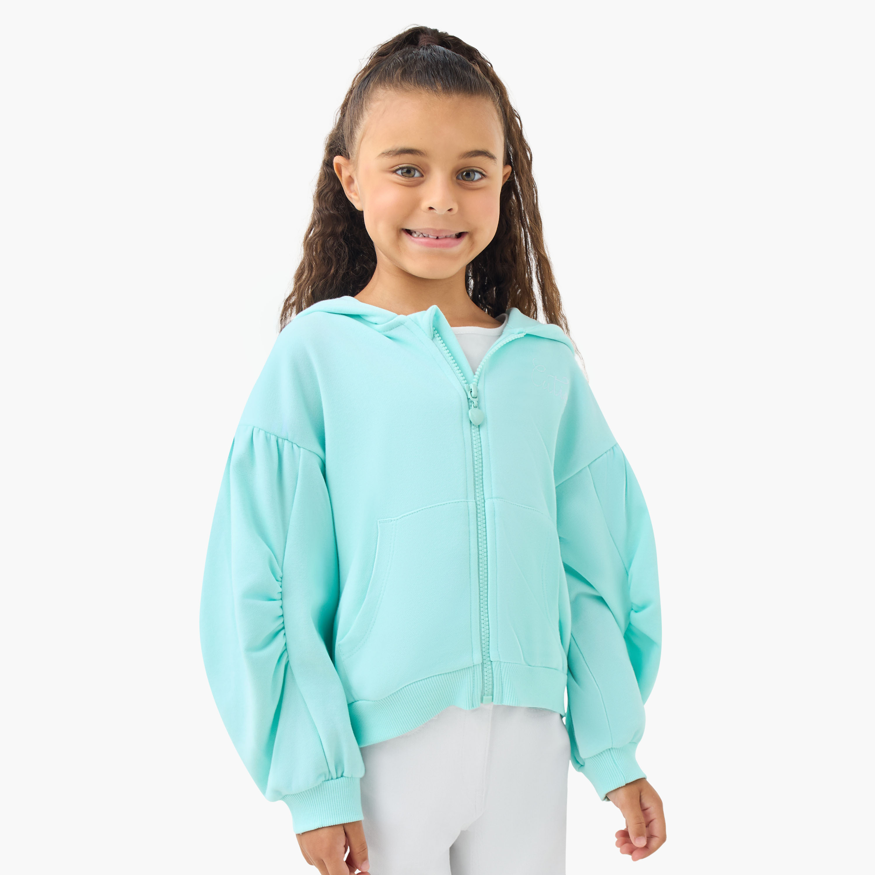 سويت شيرت مطرز بقبعة وأكمام طويلة للفتيات من جونيورز-baby-girls-clothing-winterwear-sweatshirts-image-5