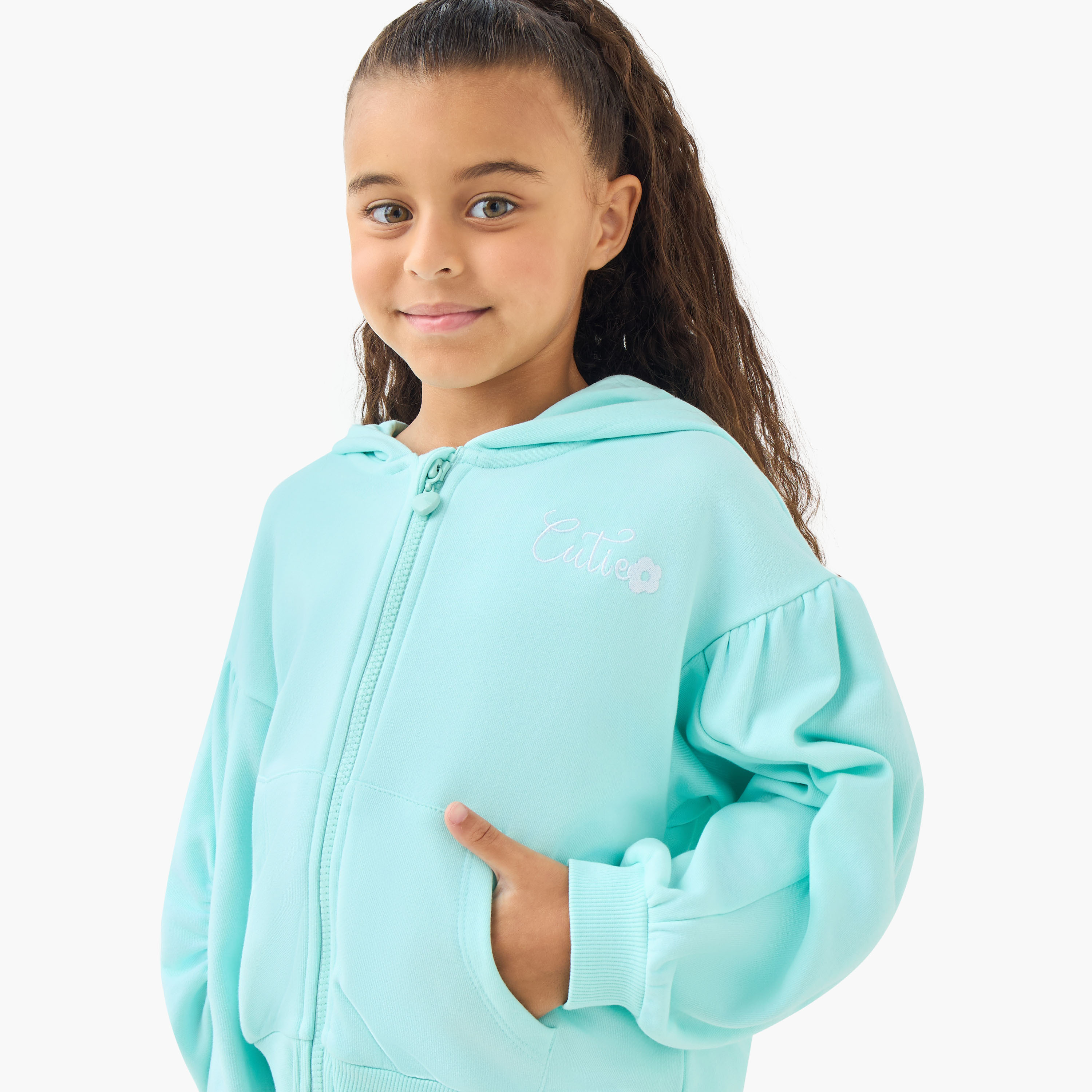 سويت شيرت مطرز بقبعة وأكمام طويلة للفتيات من جونيورز-baby-girls-clothing-winterwear-sweatshirts-image-2