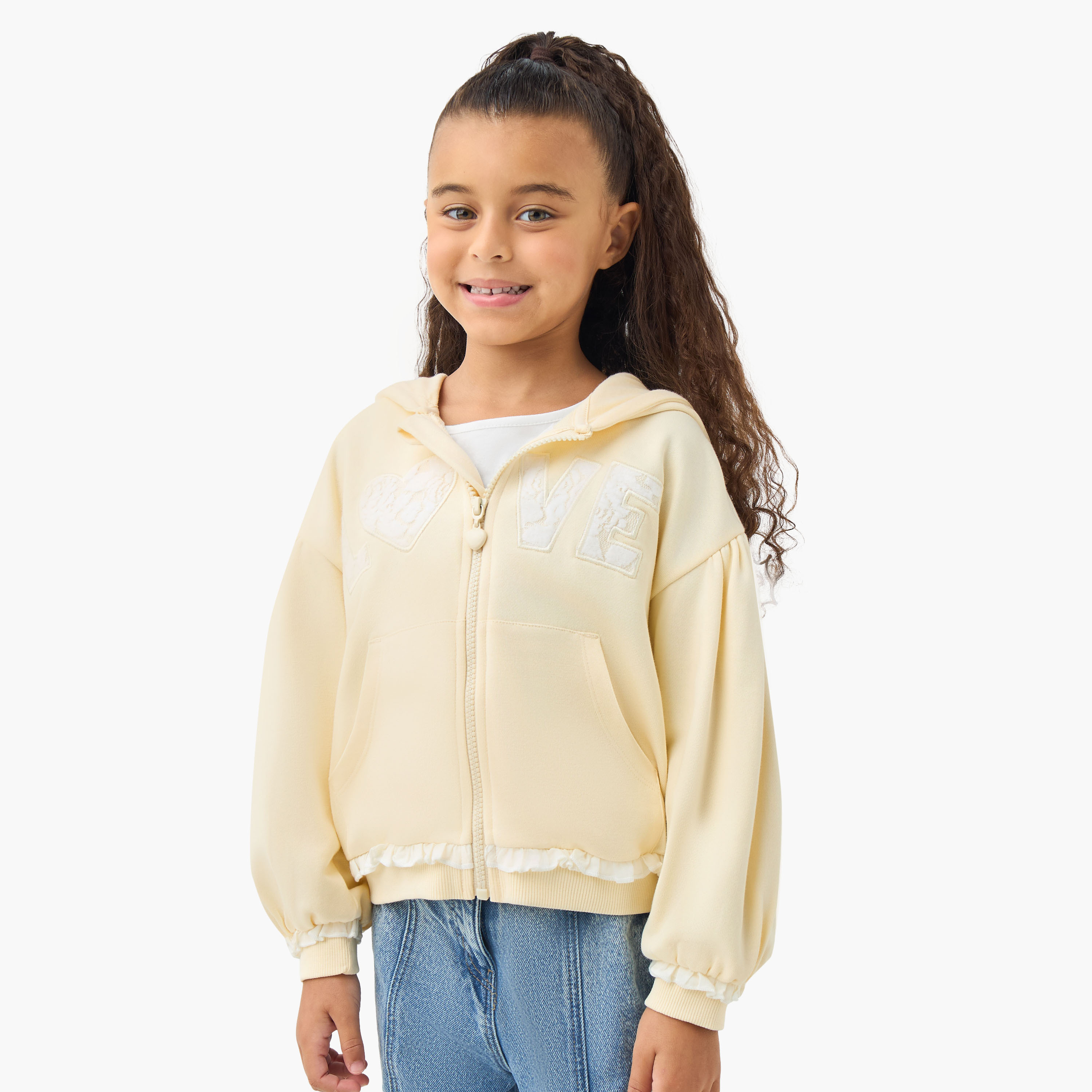 Juniors Girls Hooded Sweatshirt with Lace Inserts - Long Sleeves-girls-clothing-sweatshirts-image-1