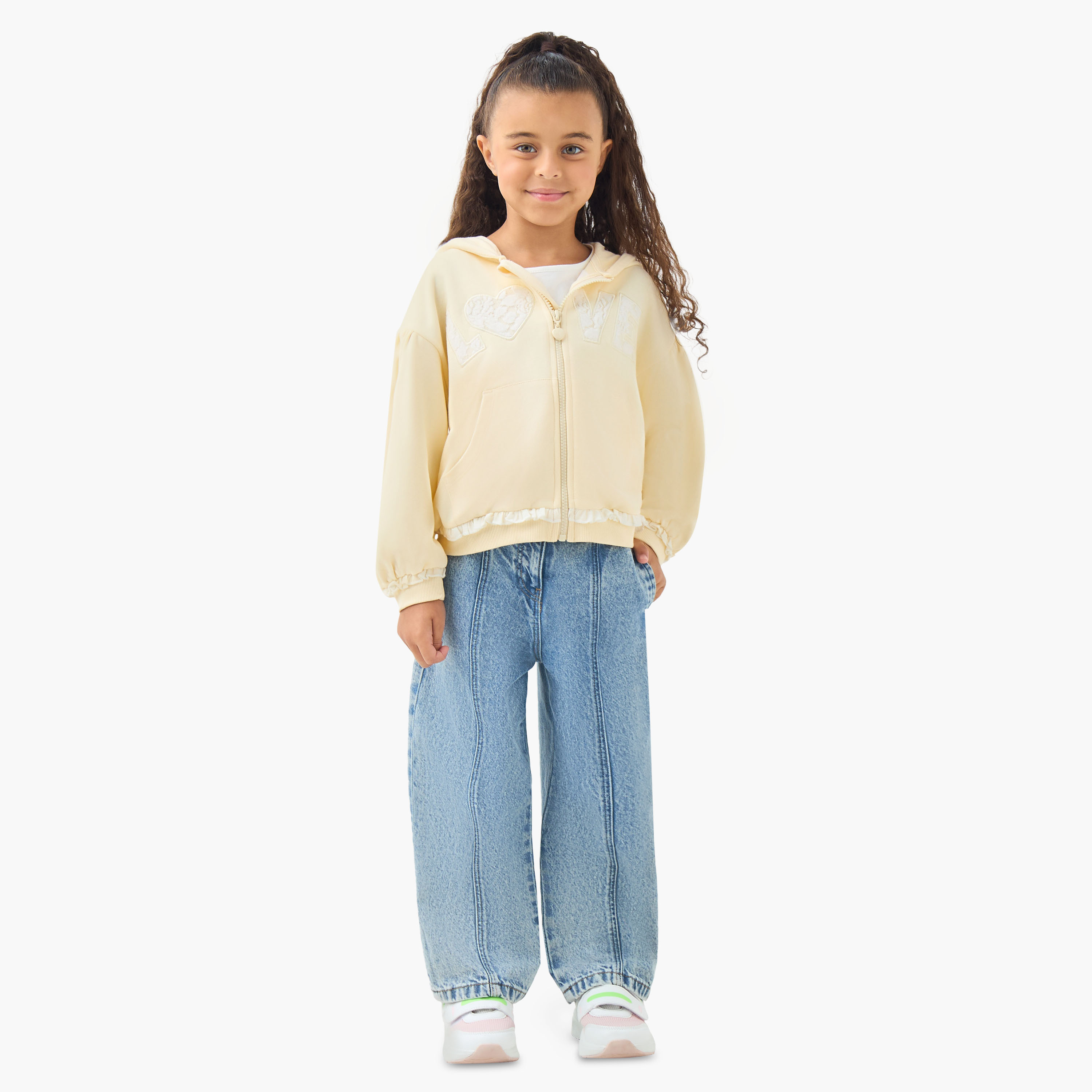 Juniors Girls Hooded Sweatshirt with Lace Inserts - Long Sleeves-girls-clothing-sweatshirts-image-2
