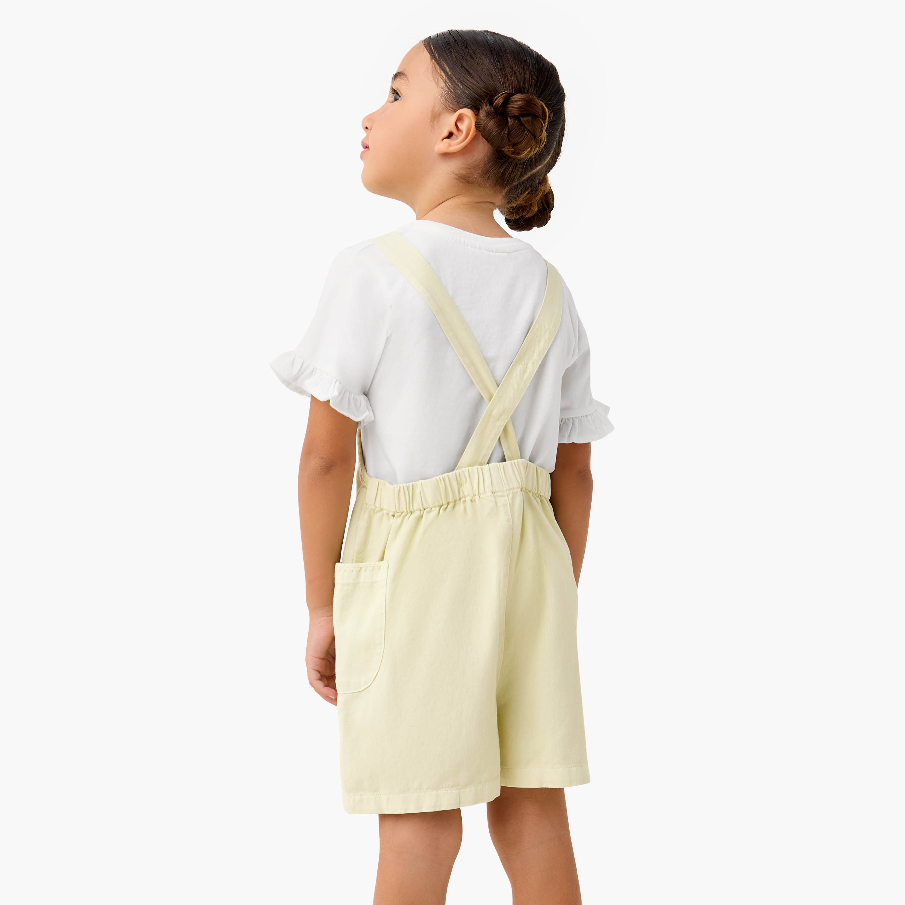 Juniors Solid T-shirt and Embroidered Dungaree Set-girls-clothing-setsandcoords-image-3