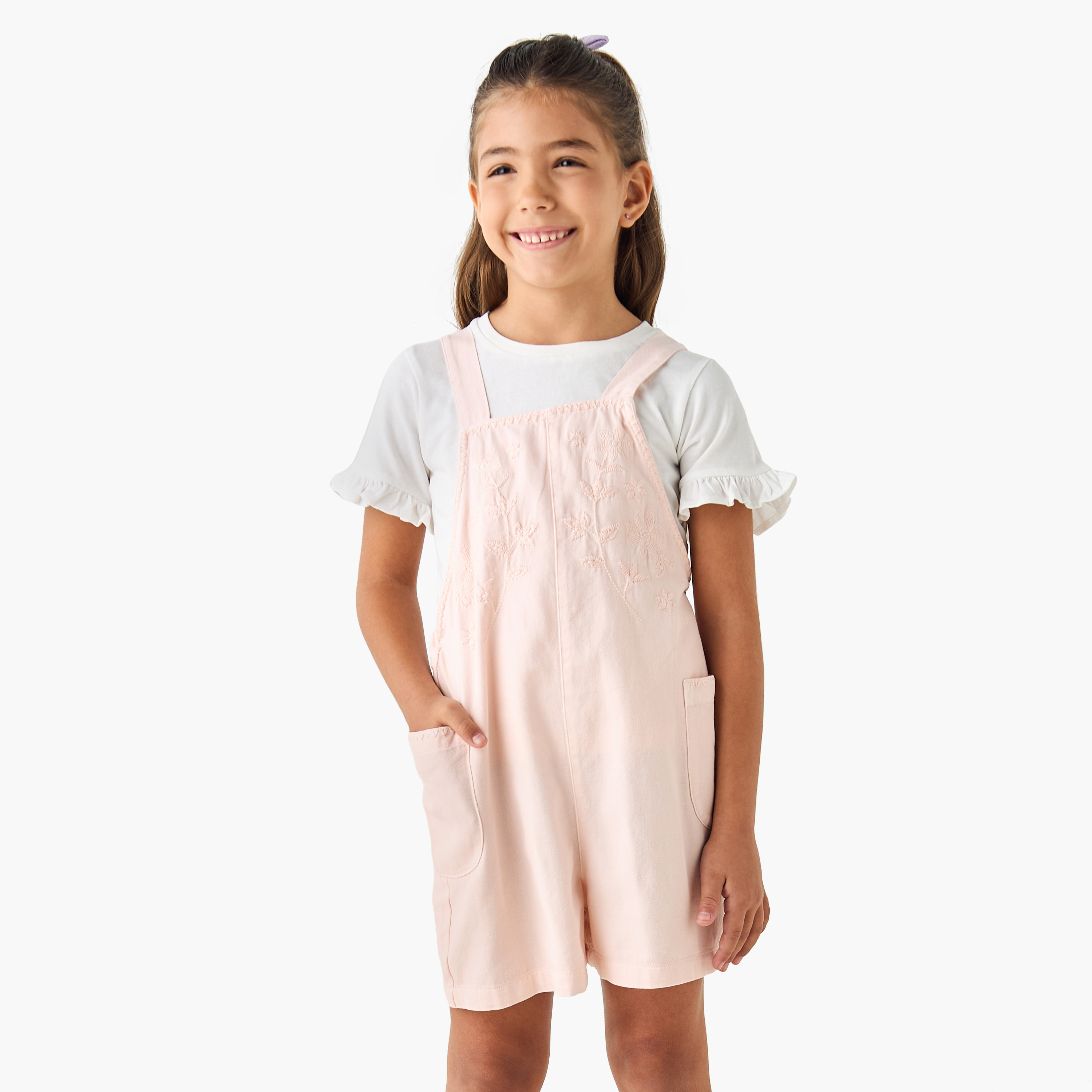 طقم تيشيرت سادة ودنغري مطرز من جونيورز-girls-clothing-setsandcoords-image-5