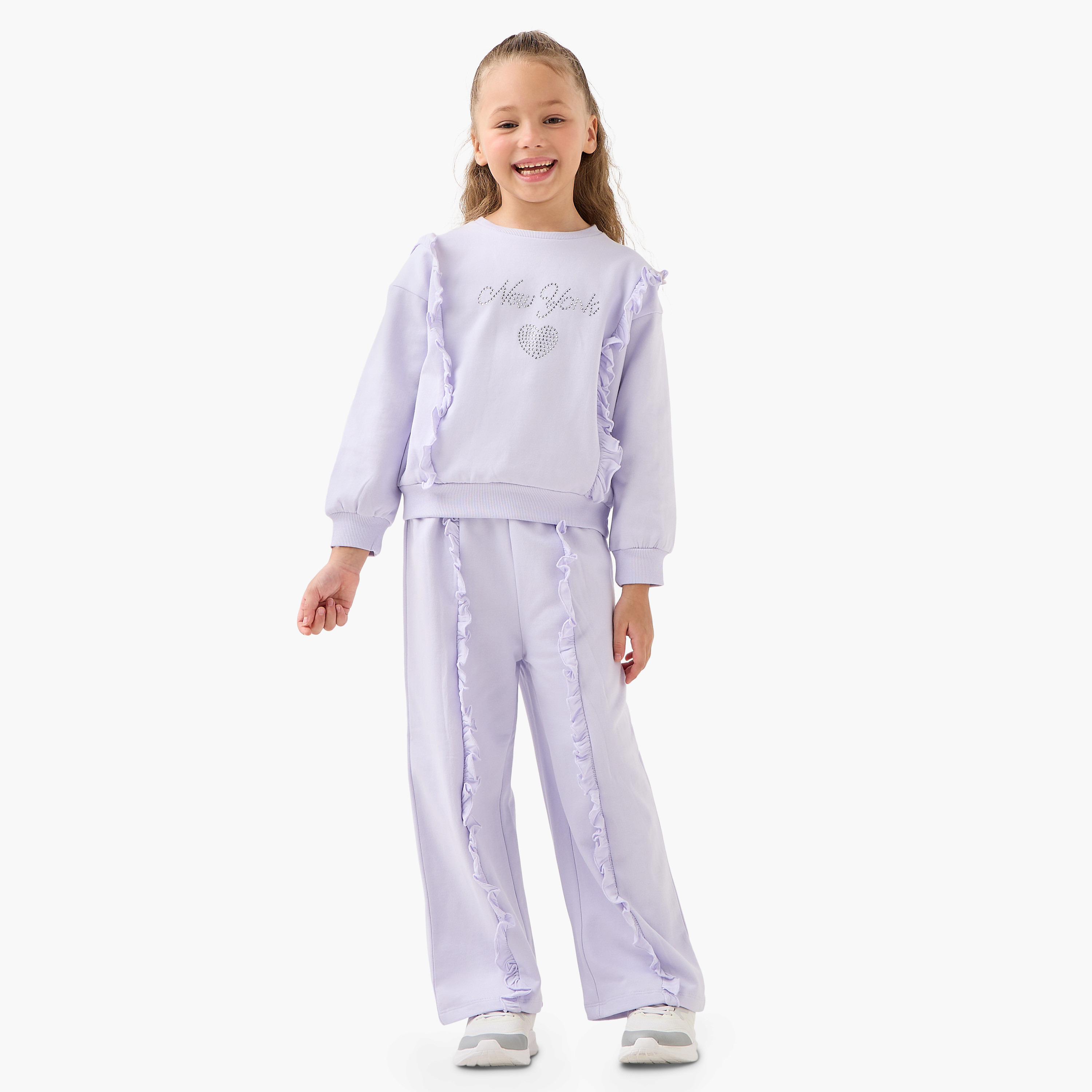 Juniors Ruffled Sweatshirt and Pants Set-girls-clothing-setsandcoords-image-1