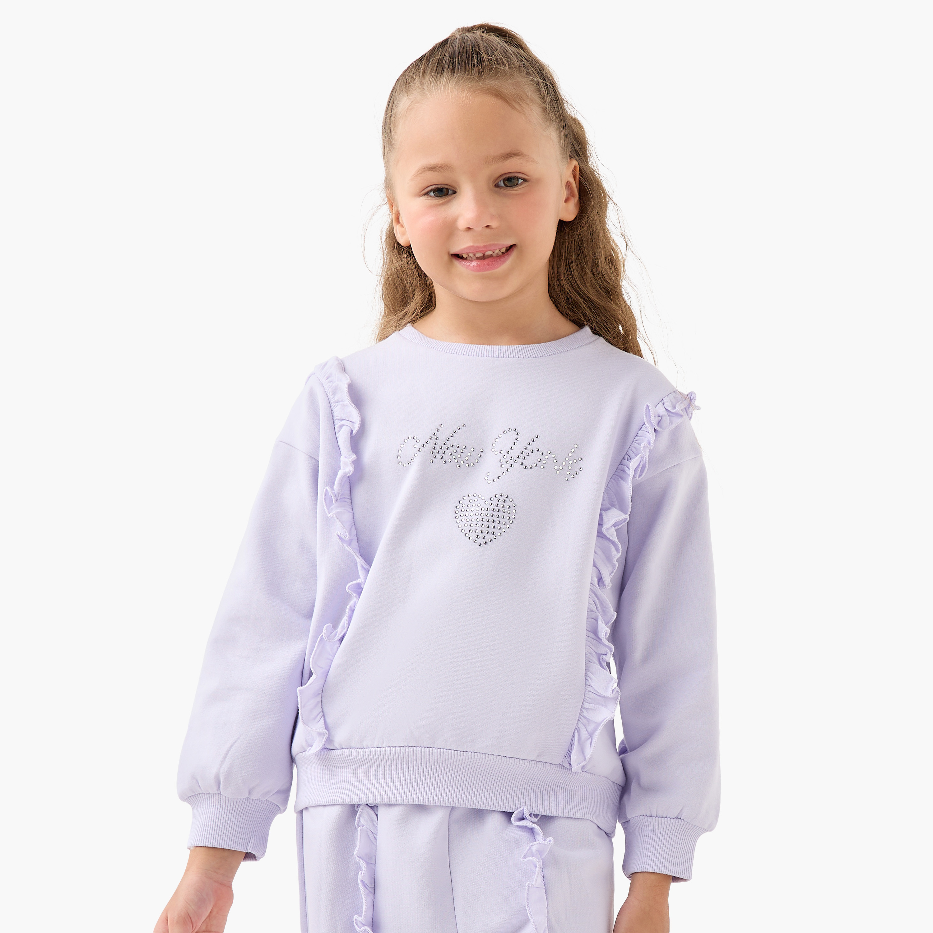 Juniors Ruffled Sweatshirt and Pants Set-girls-clothing-setsandcoords-image-2