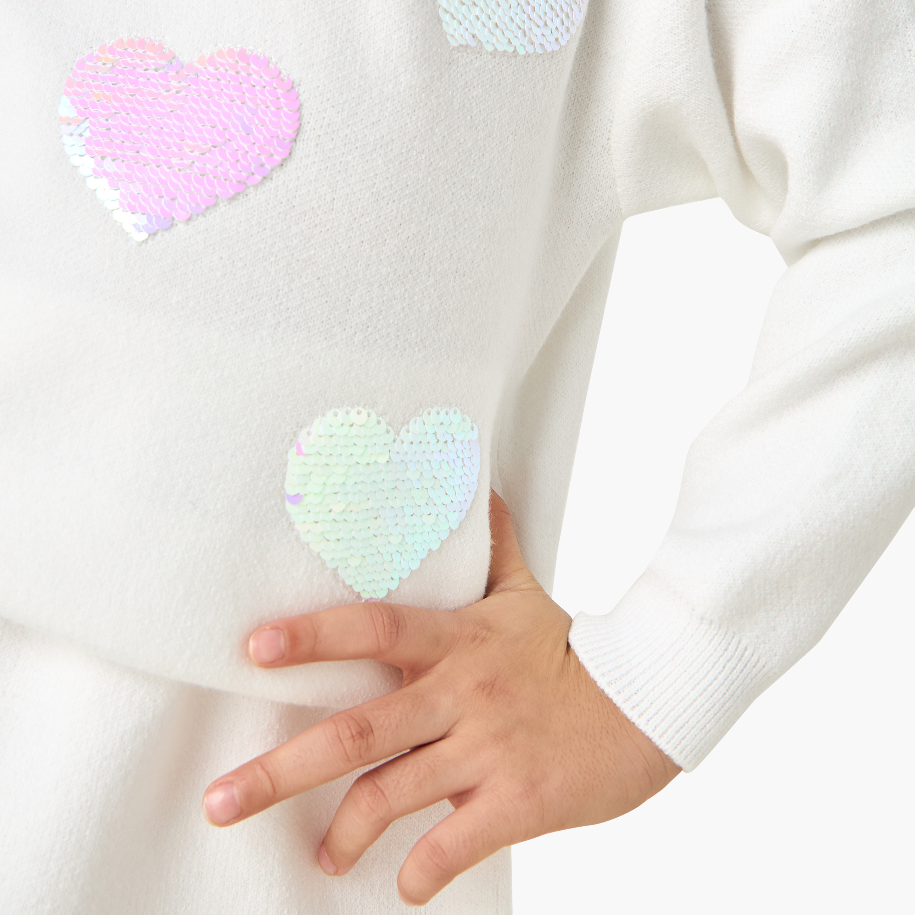 Juniors Girls Pullover and Skirt Set with Sequin Embellished - Polyester - Long Sleeves - Crew Neck-girls-clothing-winterwear-setsandcoords-image-5