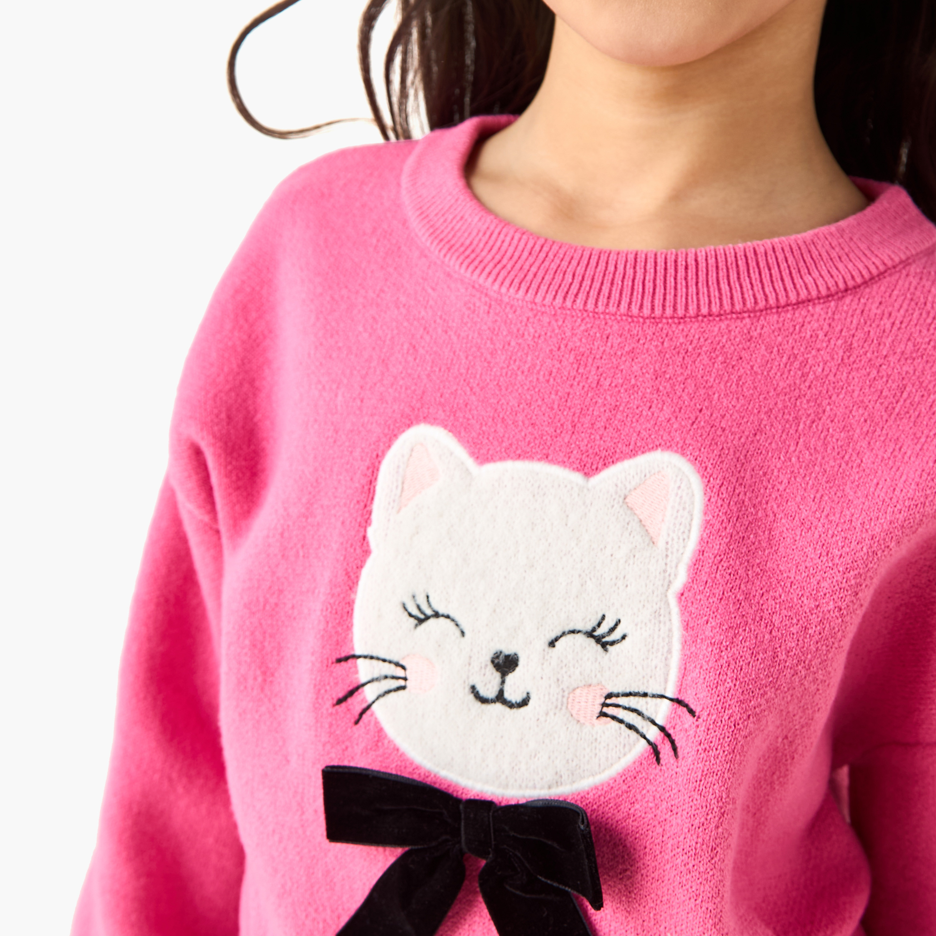 Juniors Girls Pullover and Joggers Set with Applique - Polyester Blend - Long Sleeves - Crew Neck-girls-clothing-winterwear-setsandcoords-image-5
