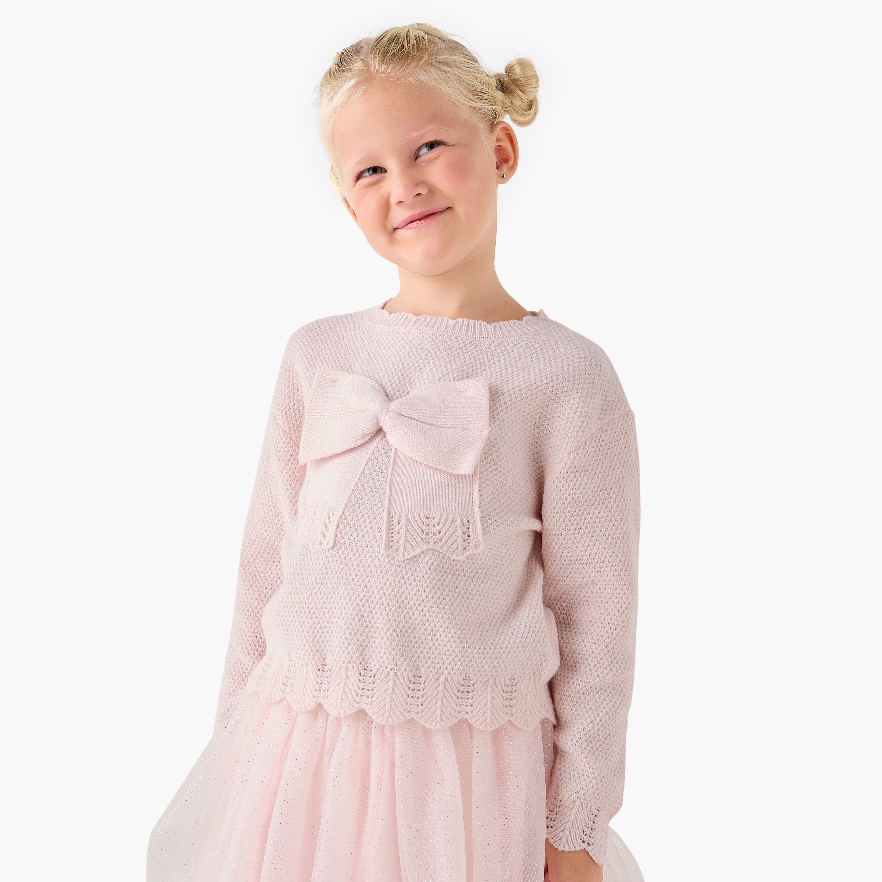 Juniors Girls Top and Skirt Set with Bow Detail - Polyester Blend - Long Sleeves - Crew Neck-baby-girls-clothing-setsandcoords-image-2