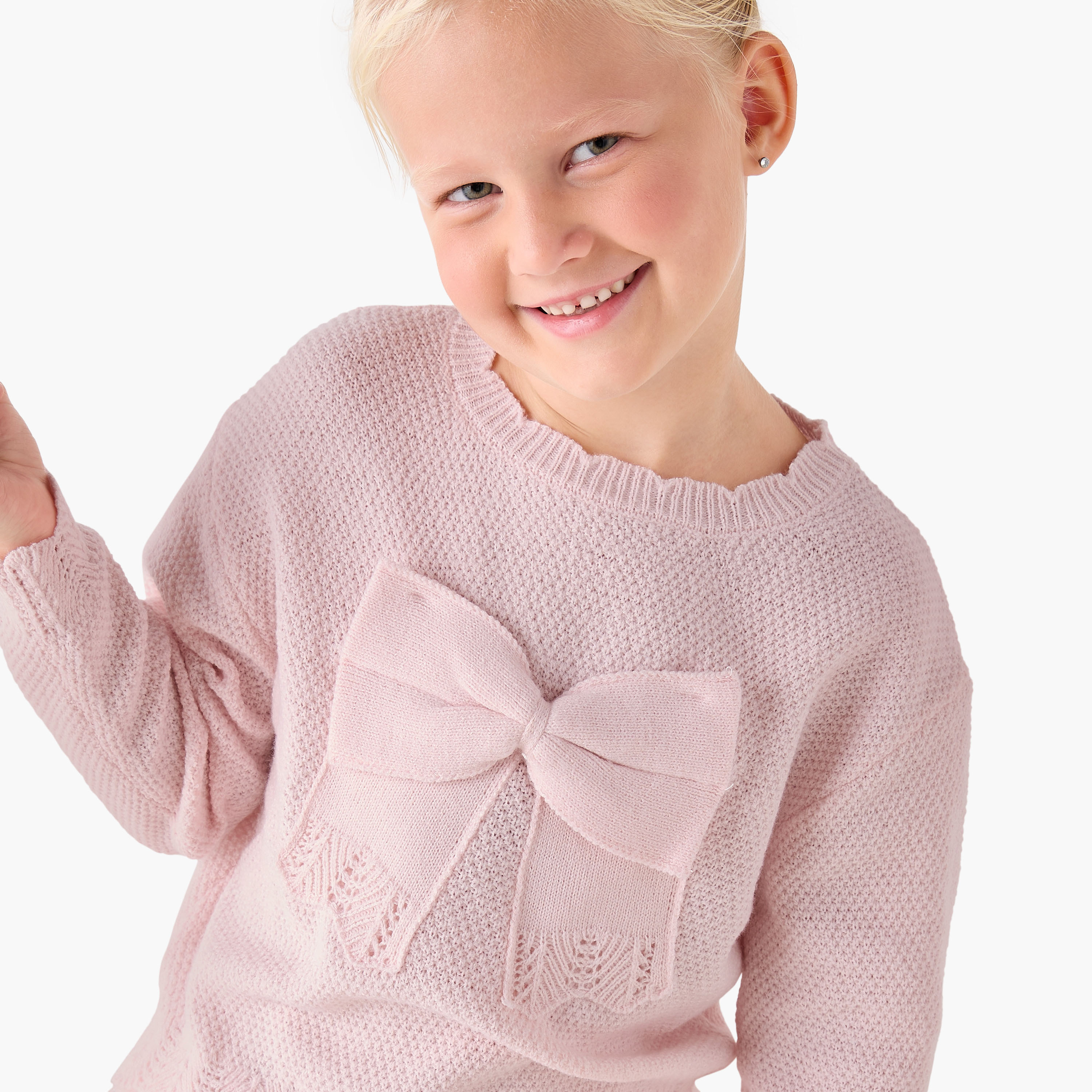 Juniors Girls Top and Skirt Set with Bow Detail - Polyester Blend - Long Sleeves - Crew Neck-baby-girls-clothing-setsandcoords-image-6