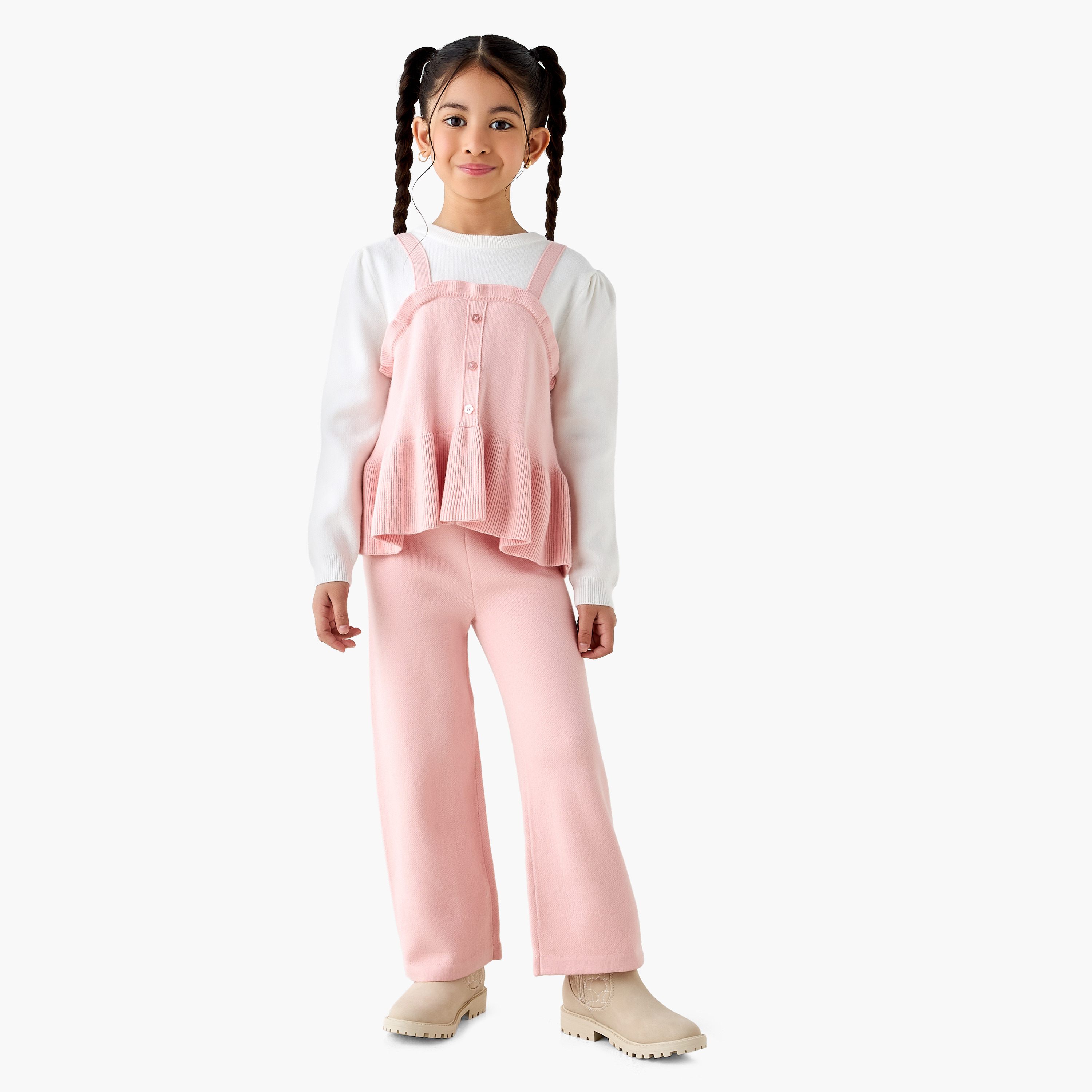 Juniors Textured Peplum Top and Pants Set-girls-clothing-winterwear-setsandcoords-image-1