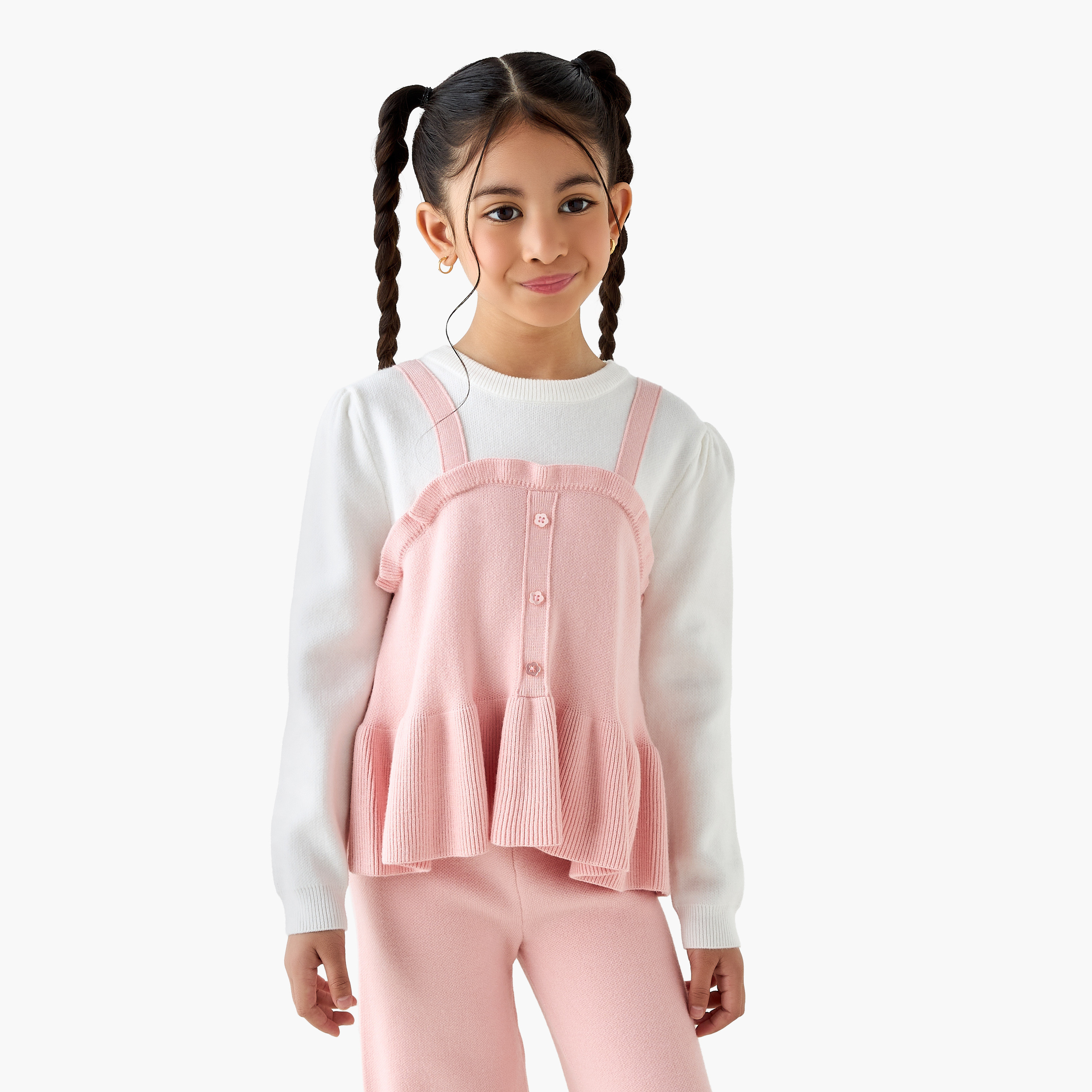 Juniors Textured Peplum Top and Pants Set-girls-clothing-winterwear-setsandcoords-image-2