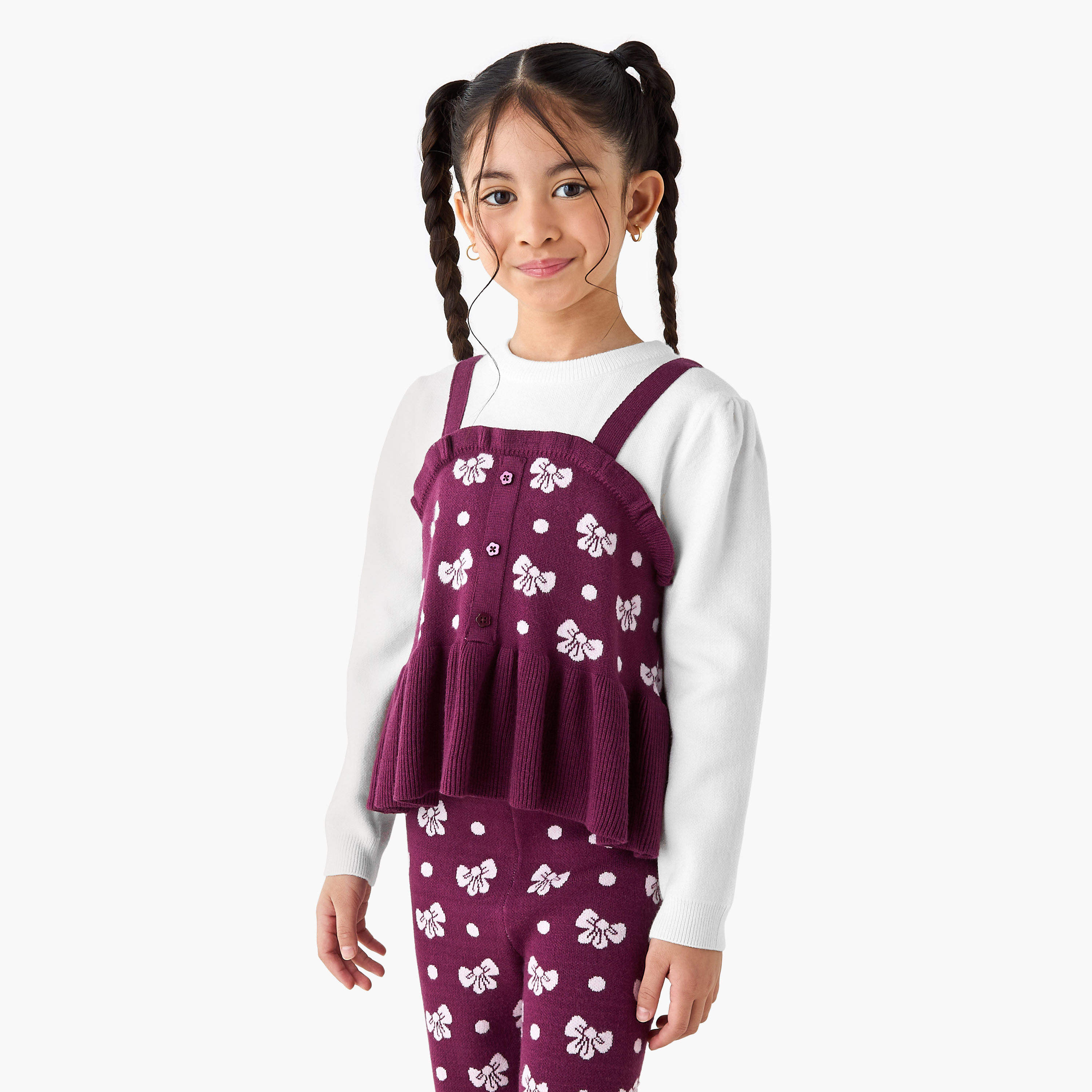 Juniors Textured Peplum Top and Pants Set-girls-clothing-winterwear-setsandcoords-image-2