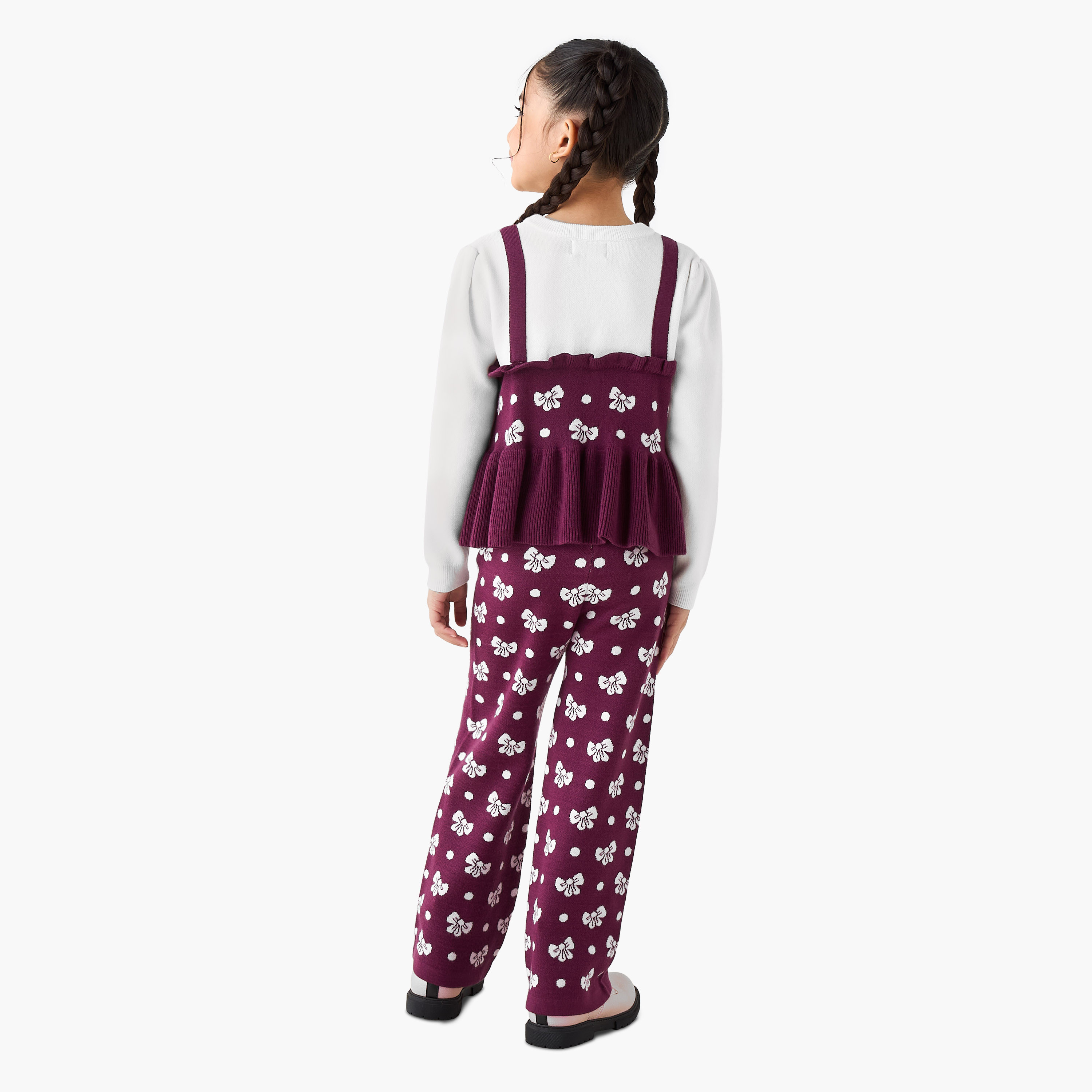 Juniors Textured Peplum Top and Pants Set-girls-clothing-winterwear-setsandcoords-image-4