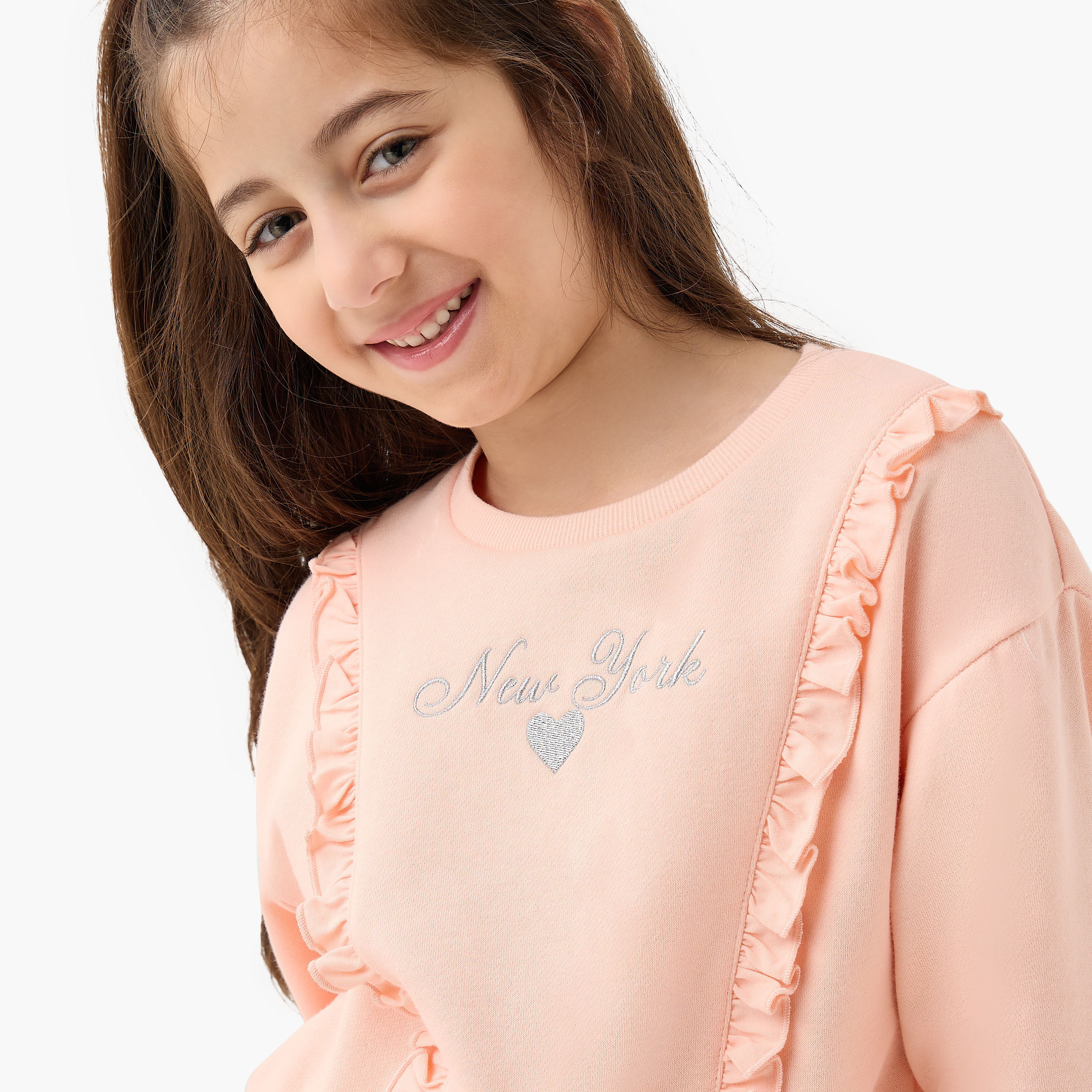 Juniors Ruffled Sweatshirt and Pants Set-girls-clothing-winterwear-setsandcoords-image-5