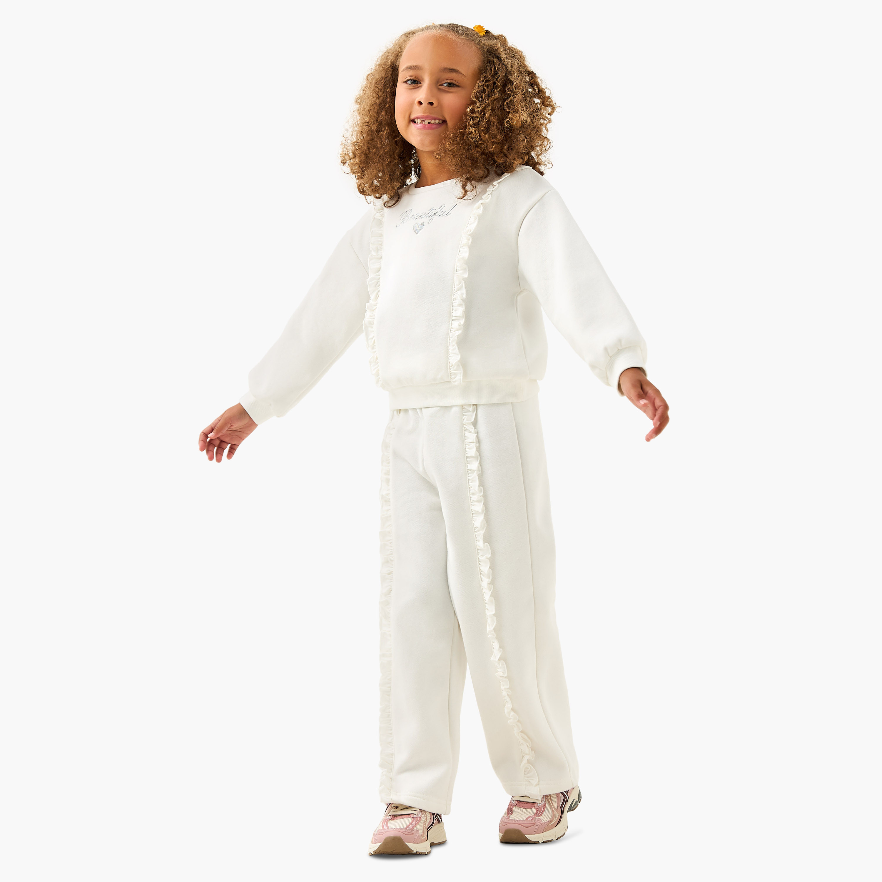 Juniors Ruffled Sweatshirt and Pants Set-girls-clothing-setsandcoords-image-1