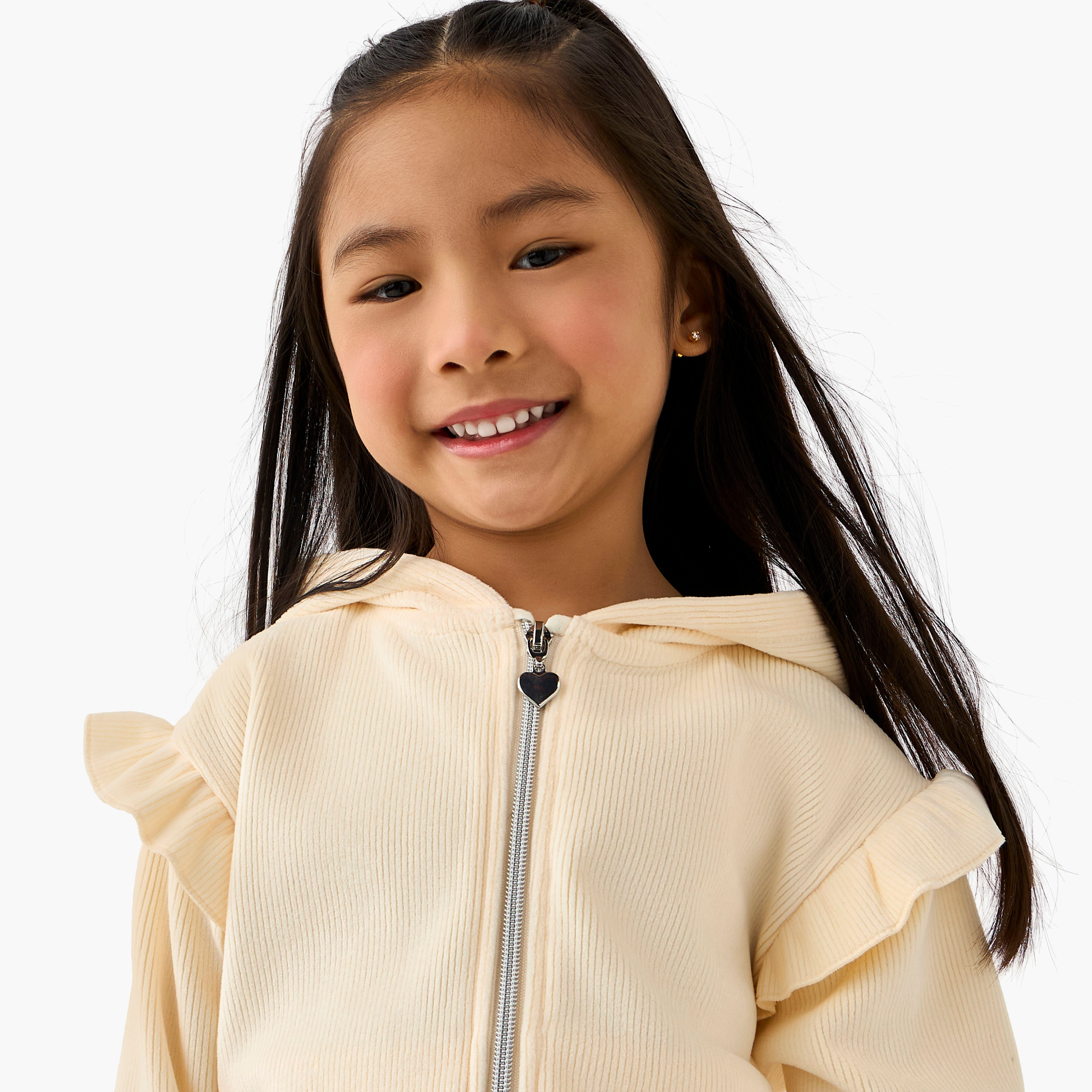 Juniors Hooded Long Sleeves Sweatshirt and Pants Set with Ruffle Detail-baby-girls-clothing-setsandcoords-image-5