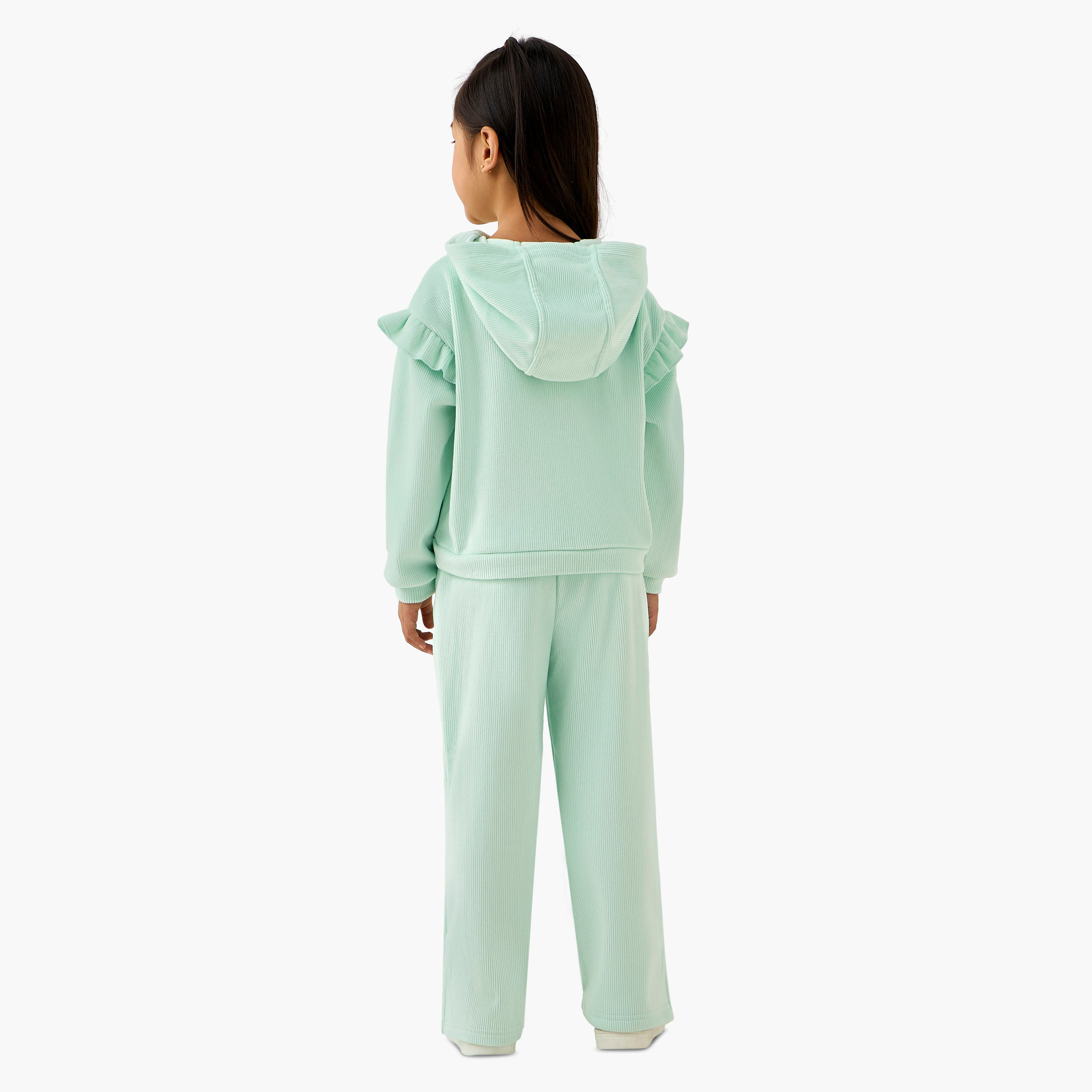 Juniors Hooded Long Sleeves Sweatshirt and Pants Set with Ruffle Detail-baby-girls-clothing-setsandcoords-image-3