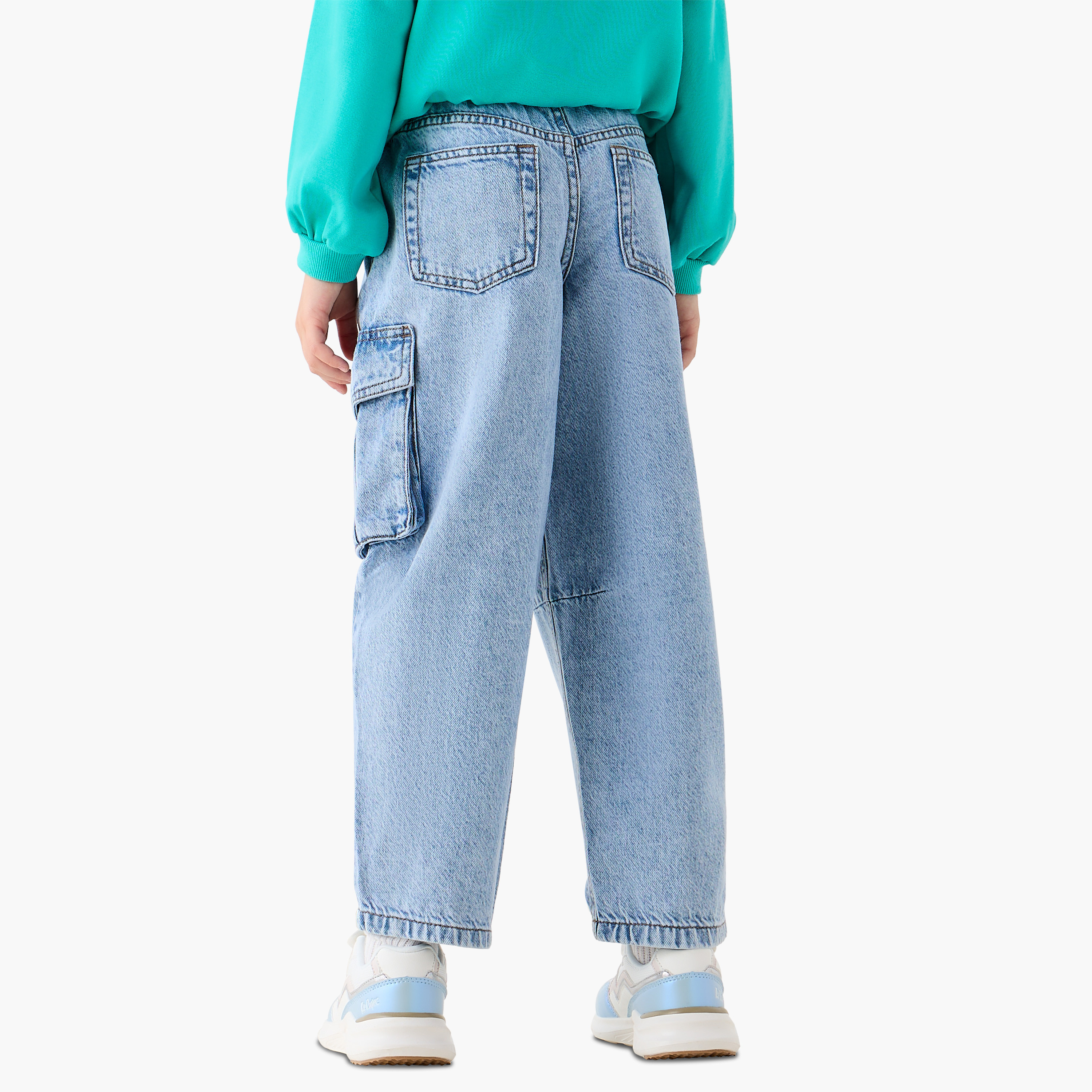 Juniors Girls Jeans with Pockets - Cotton - Elasticated - Relaxed-girls-clothing-bottoms-jeansandjeggings-image-3