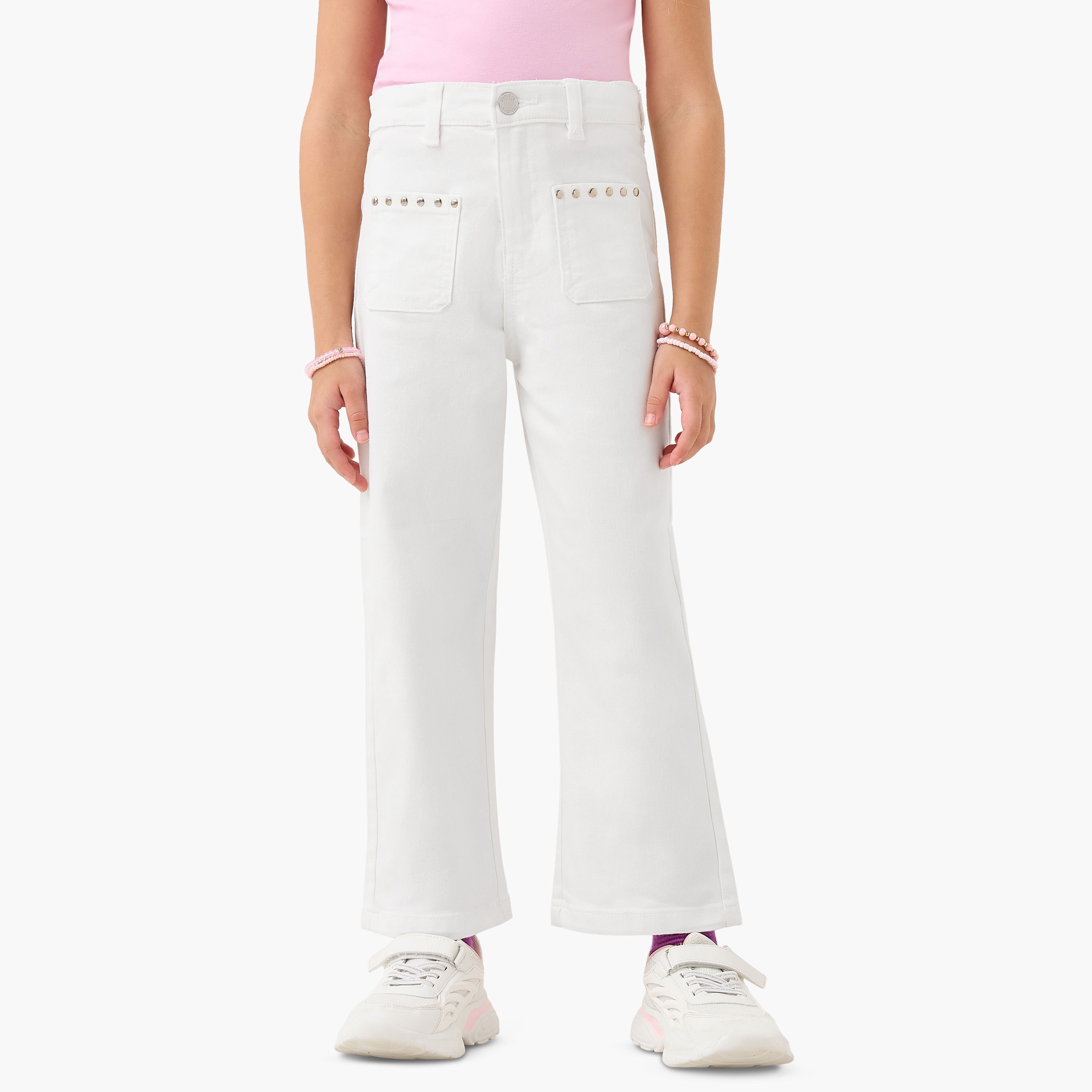 بنطلون جينز بجيوب - قطن - خصر بأزرار - قصة عادية للبنات من جونيورز-girls-clothing-bottoms-jeansandjeggings-image-4