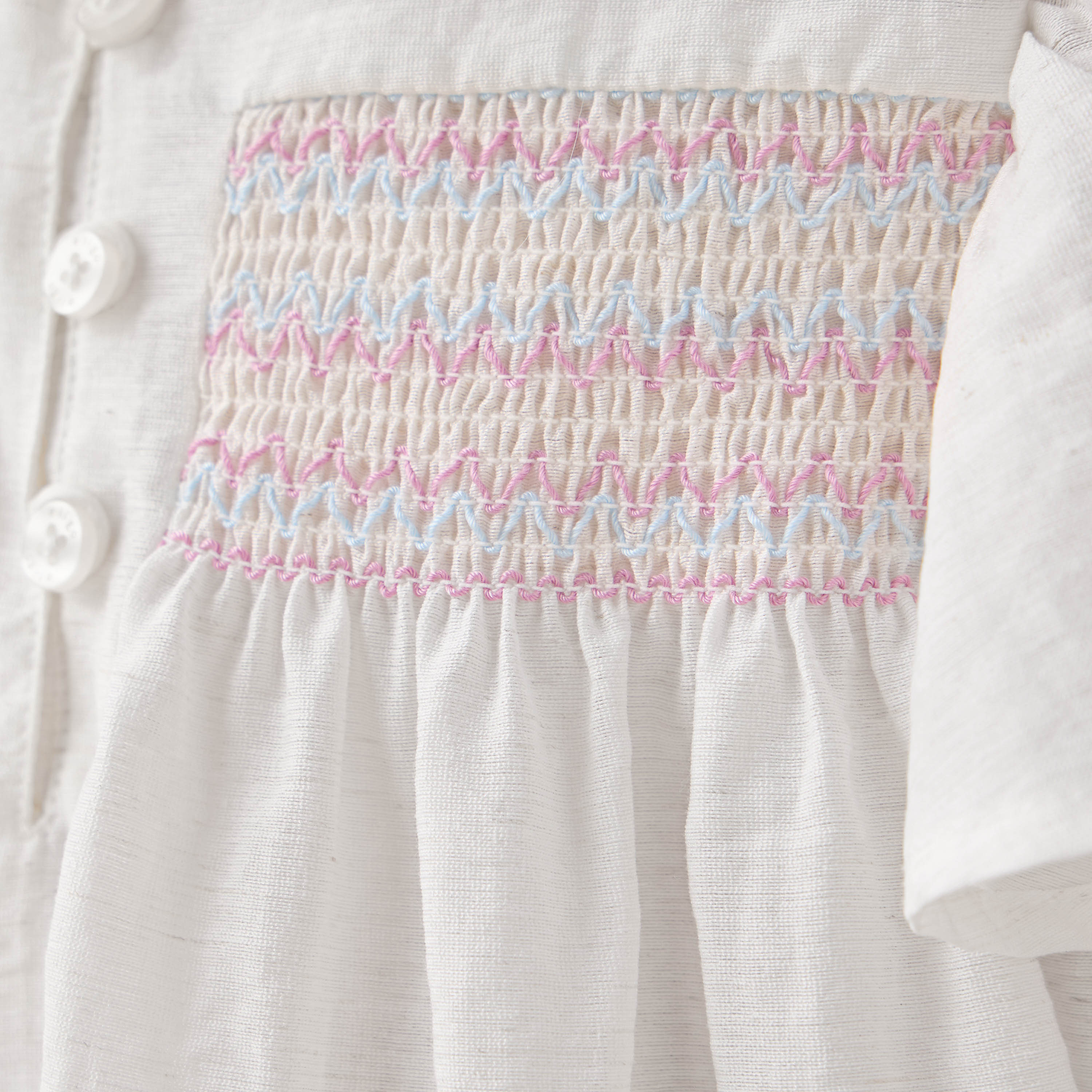 Eligo Smocked Detail Collared Top with Flutter Sleeves-baby-girls-clothing-blousesandshirts-image-5